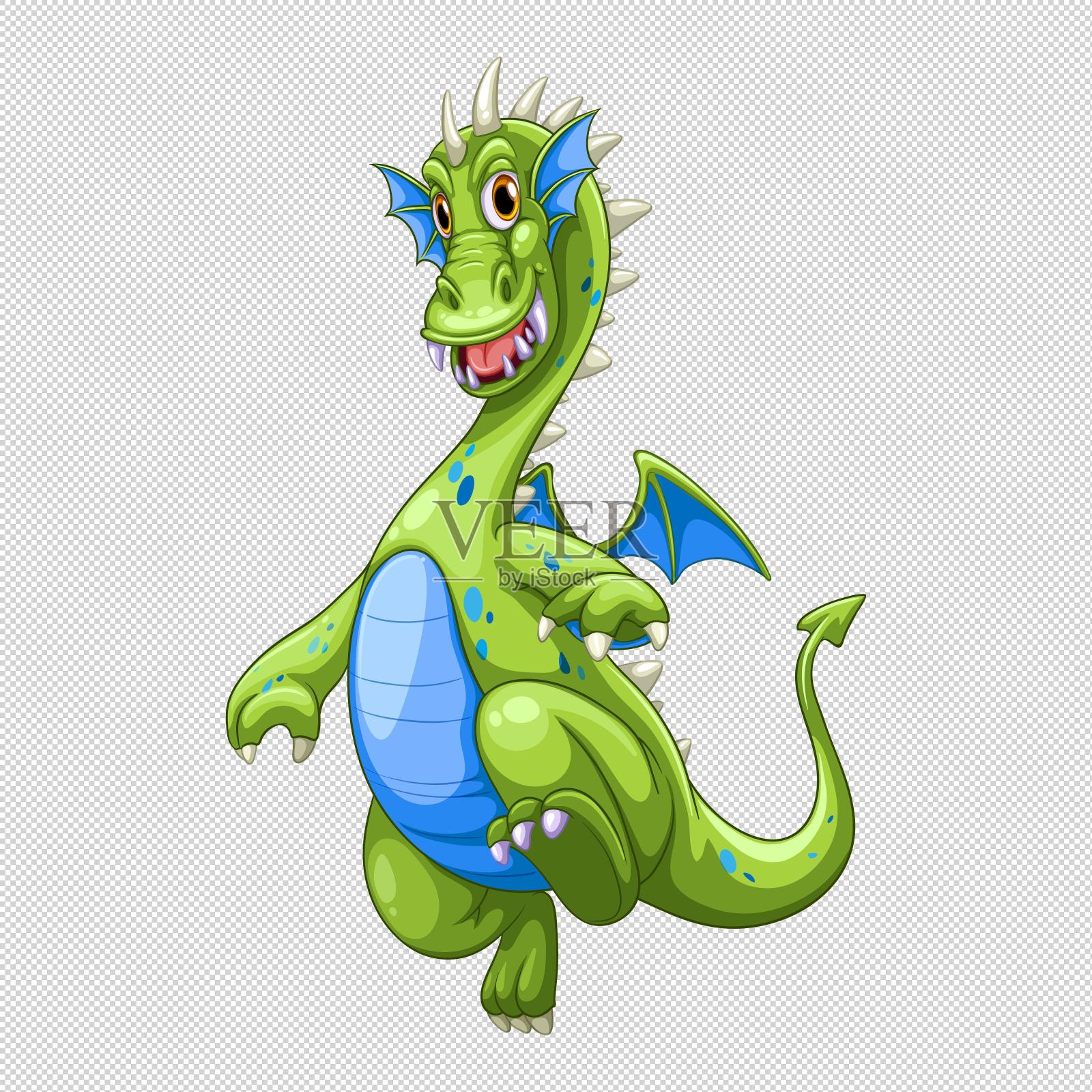 外国龙绿色飞龙猛兽设计元素图片