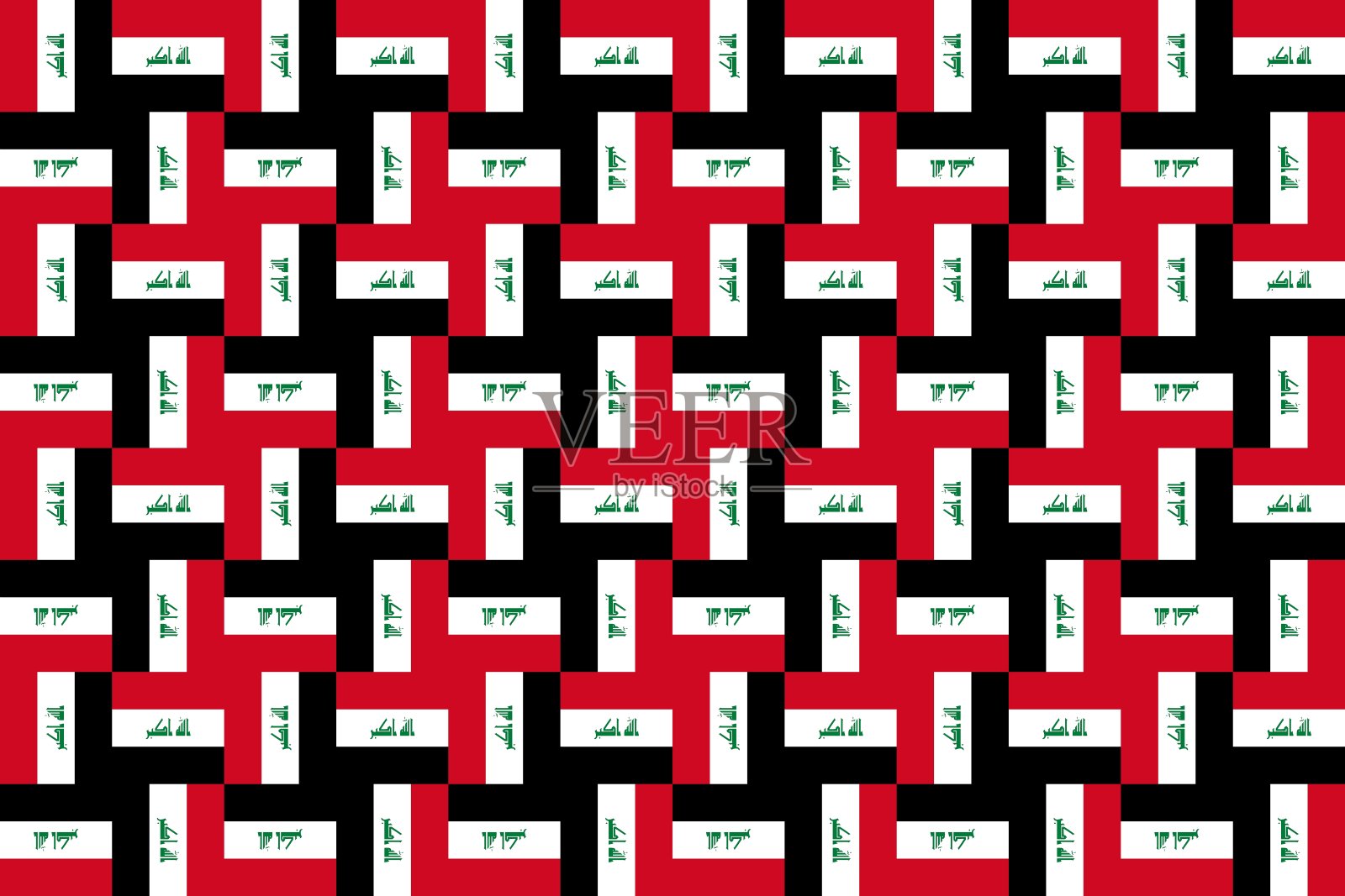 伊拉克国旗色几何图案插画图片素材