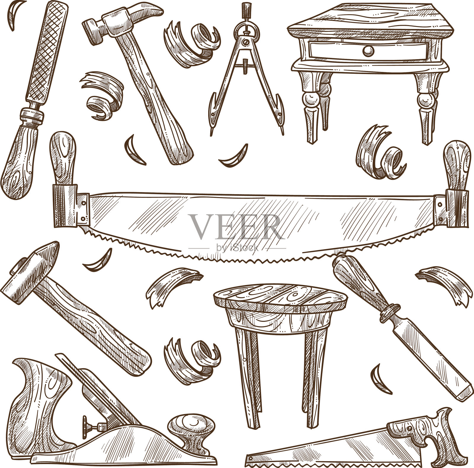 木工及木工工具及器具设计元素图片