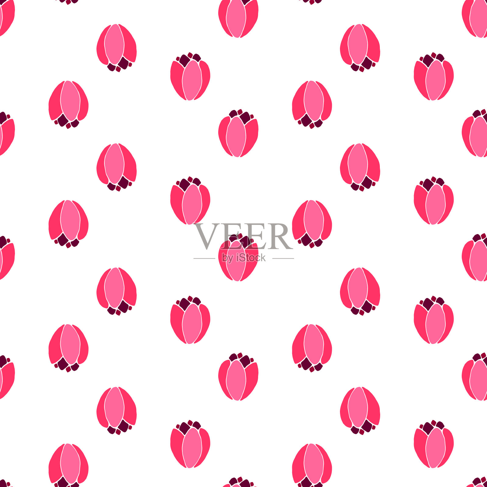 红色郁金香花朵矢量无缝图案插画图片素材