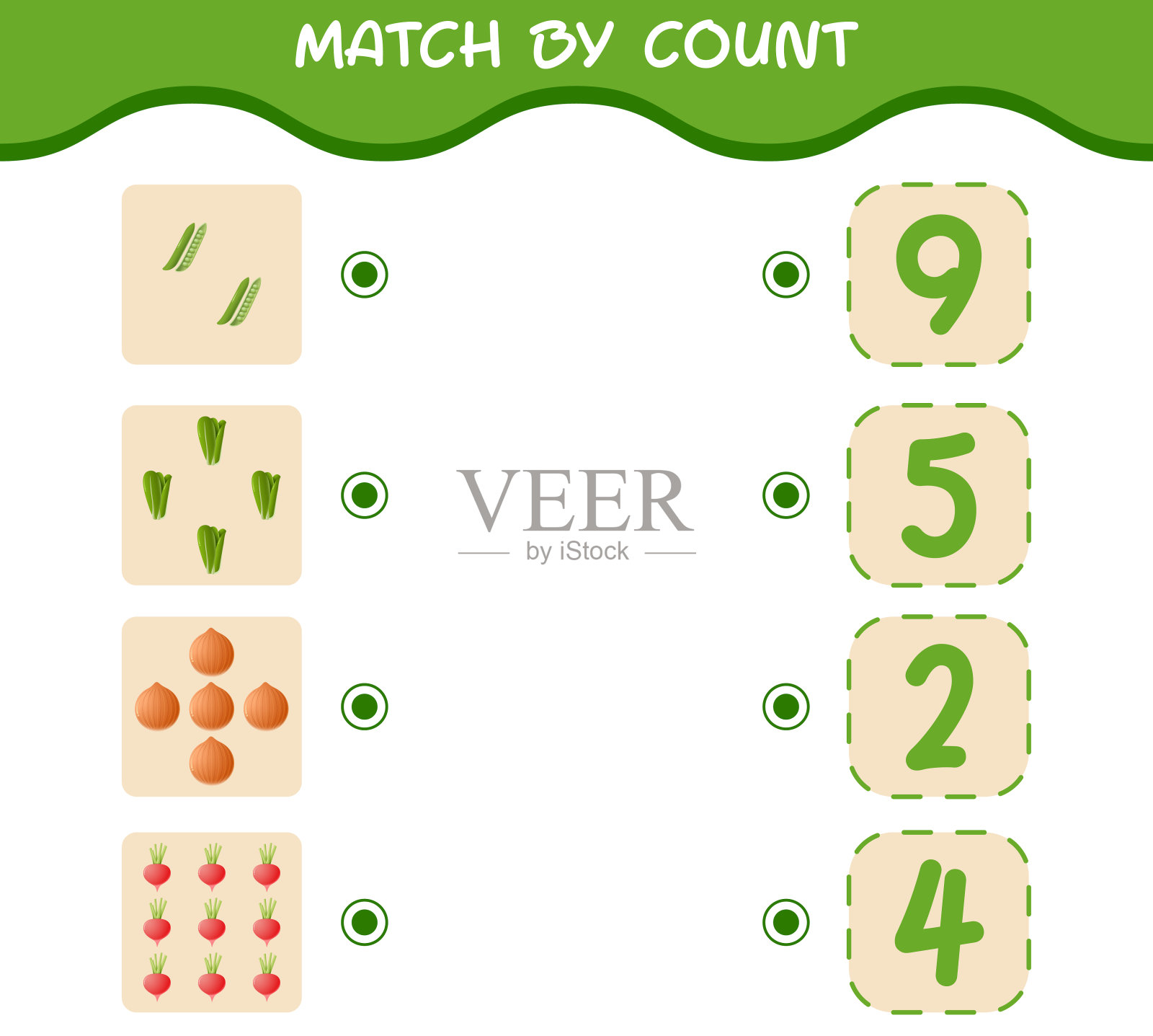 数一数卡通蔬菜。比赛和计数游戏。教育游戏为学龄前儿童和学步儿童插画图片素材