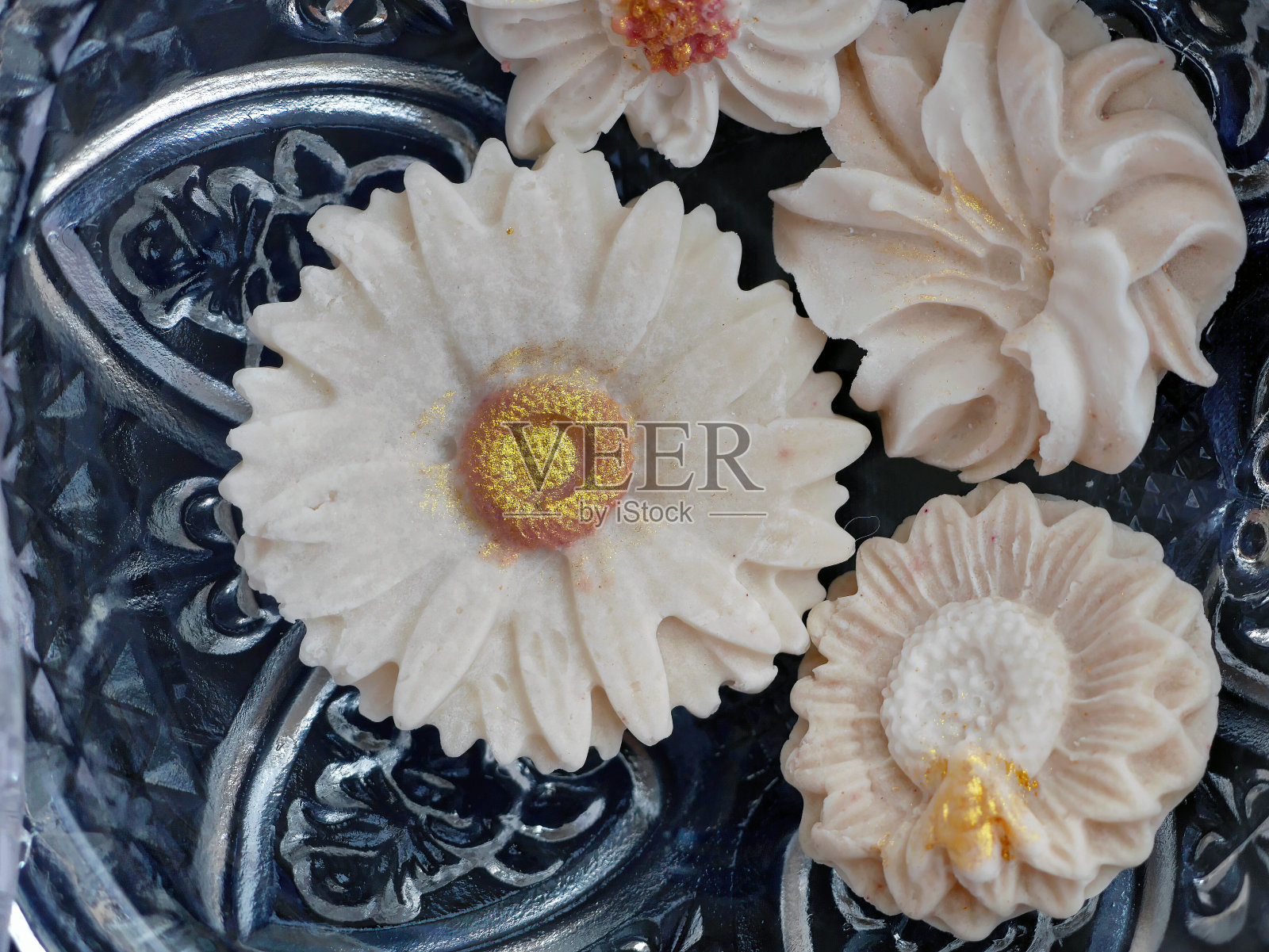 特写俯视图美丽的充满活力的颜色山姆潘尼泰国传统甜点手工艺品皇家著名的泰国小吃照片摄影图片