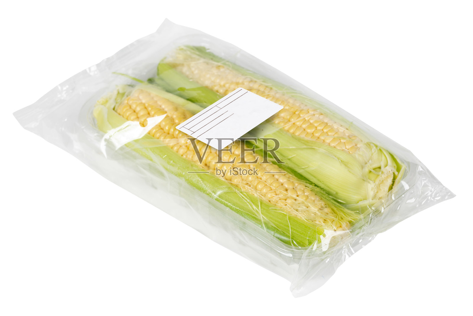 包装和标签玉米芯在一个孤立的白色背景照片摄影图片