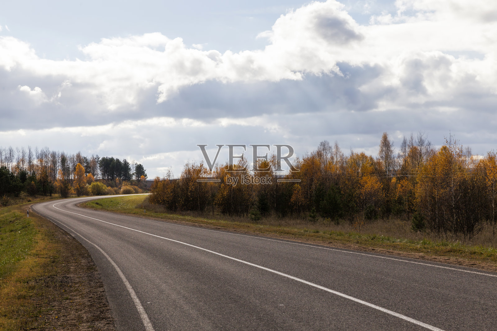 秋天的沥青路照片摄影图片