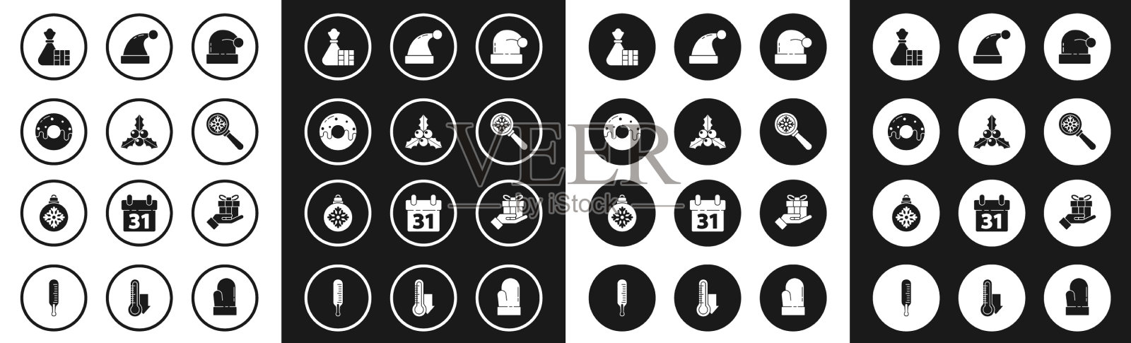 圣诞老人的帽子或树枝荚木图标素材