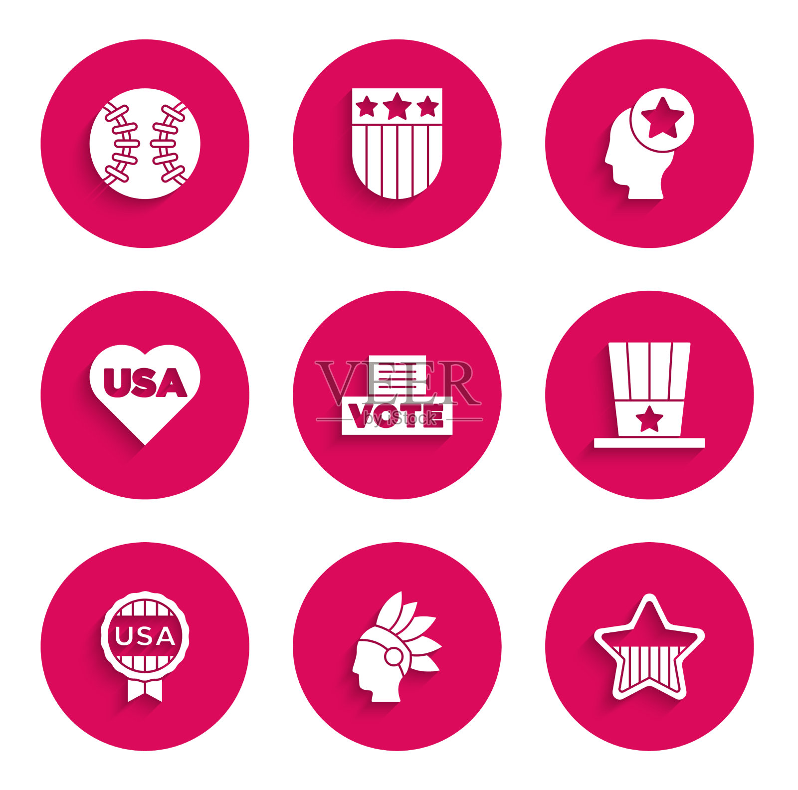 设置投票箱，美国印第安人图标素材