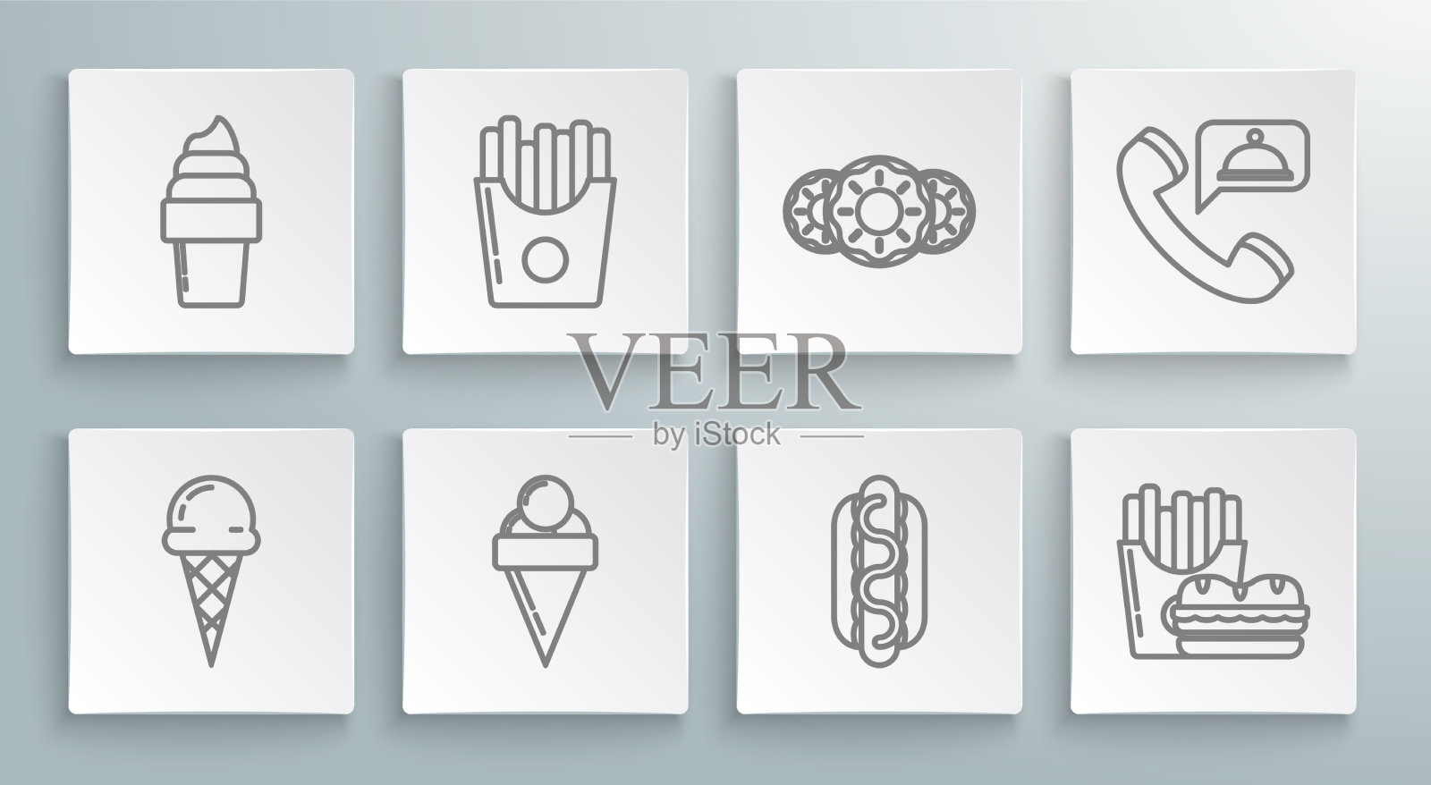 法式华夫蛋筒土豆冰淇淋图标素材