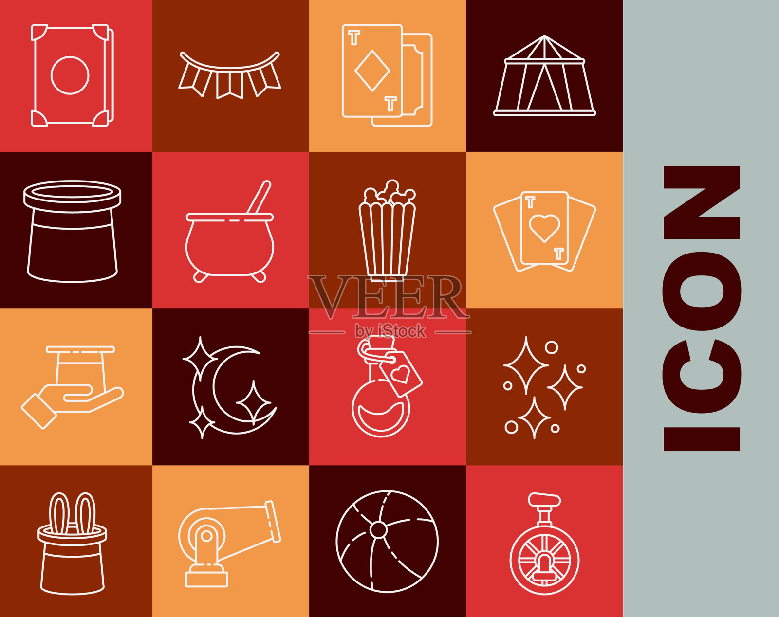 定线独轮车或单轮自行车闪闪发光图标素材