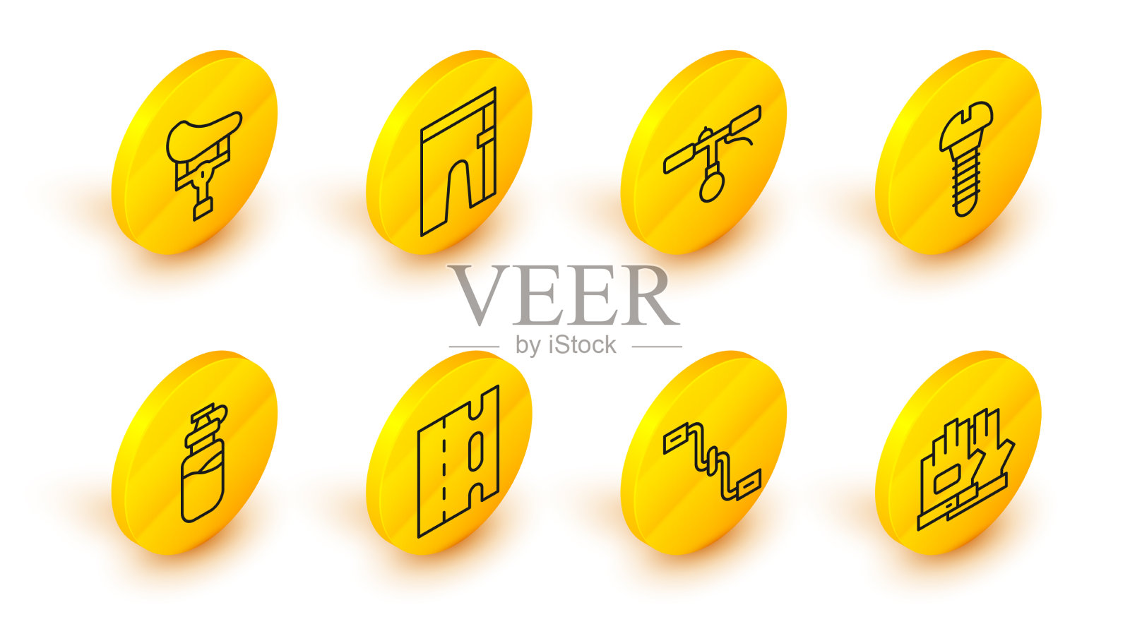 设置线手套自行车踏板车道运动图标素材