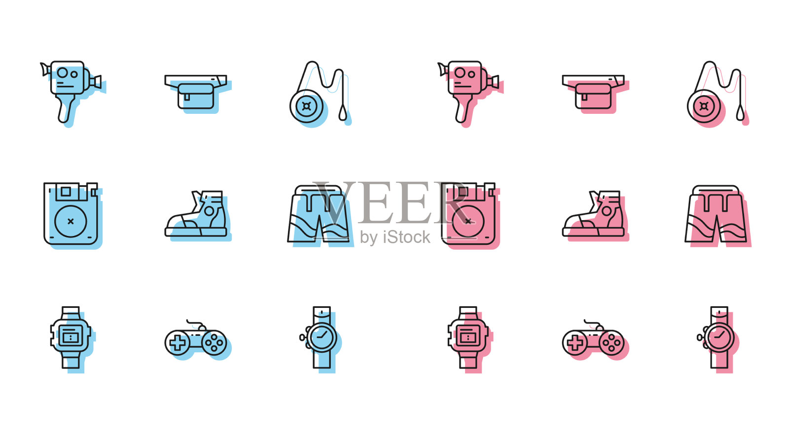 设定线腕表手柄复古电影相机图标素材