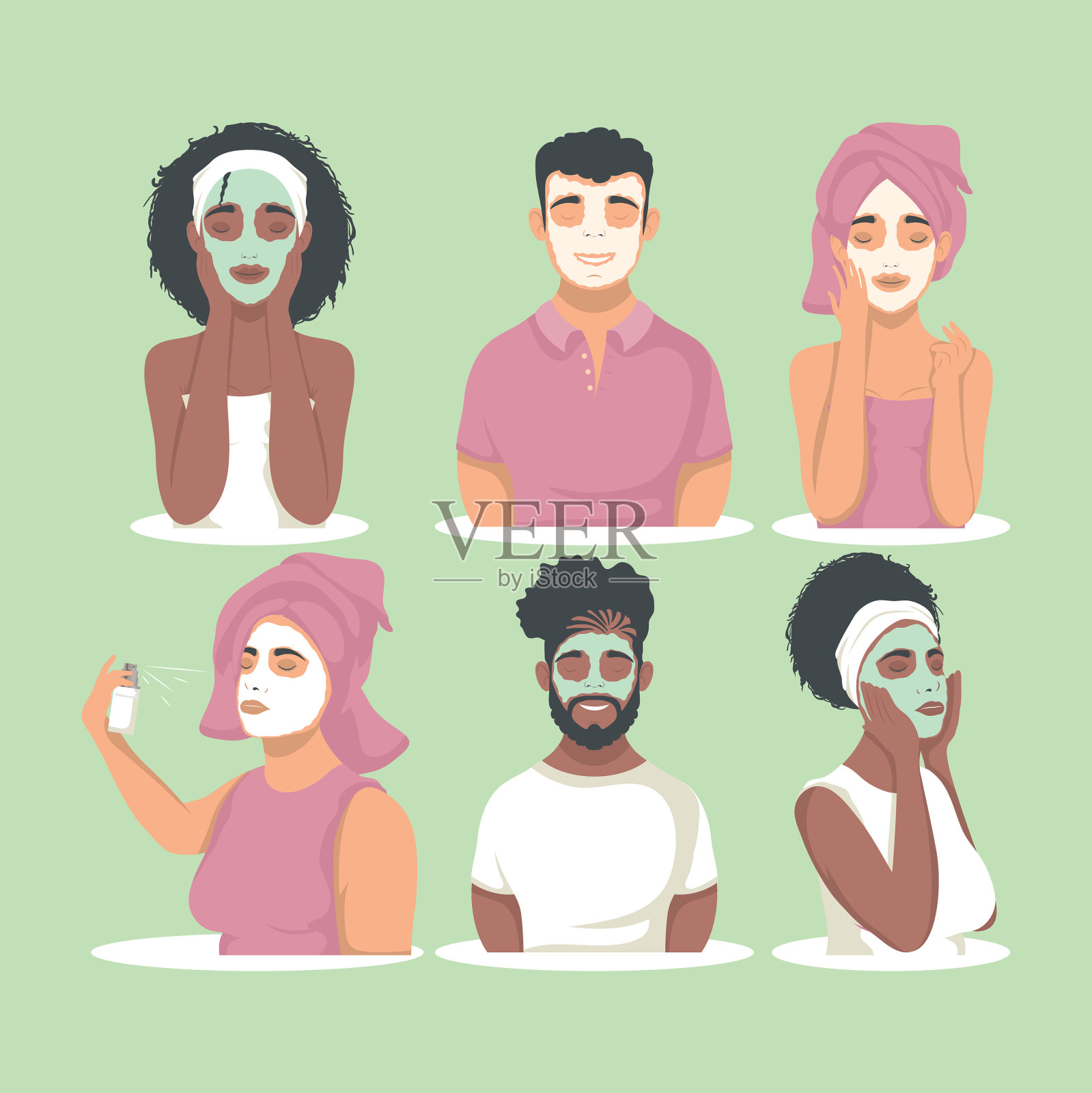 接受皮肤护理治疗者插画图片素材