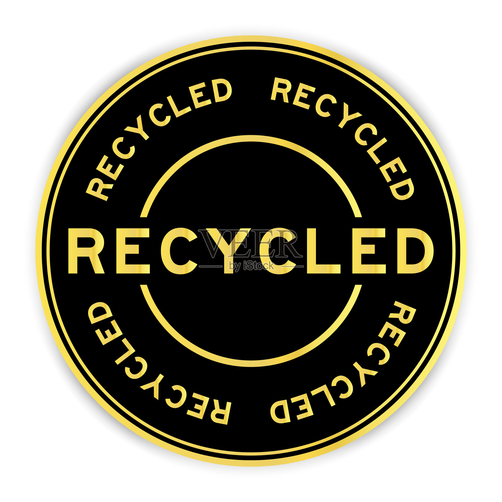 黑色和金色颜色圆形标签贴纸与字回收白色背景插画图片素材