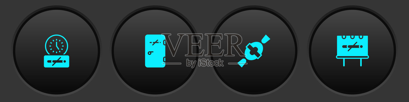 设置禁止吸烟的时间、区域、糖果和图标。向量图标素材