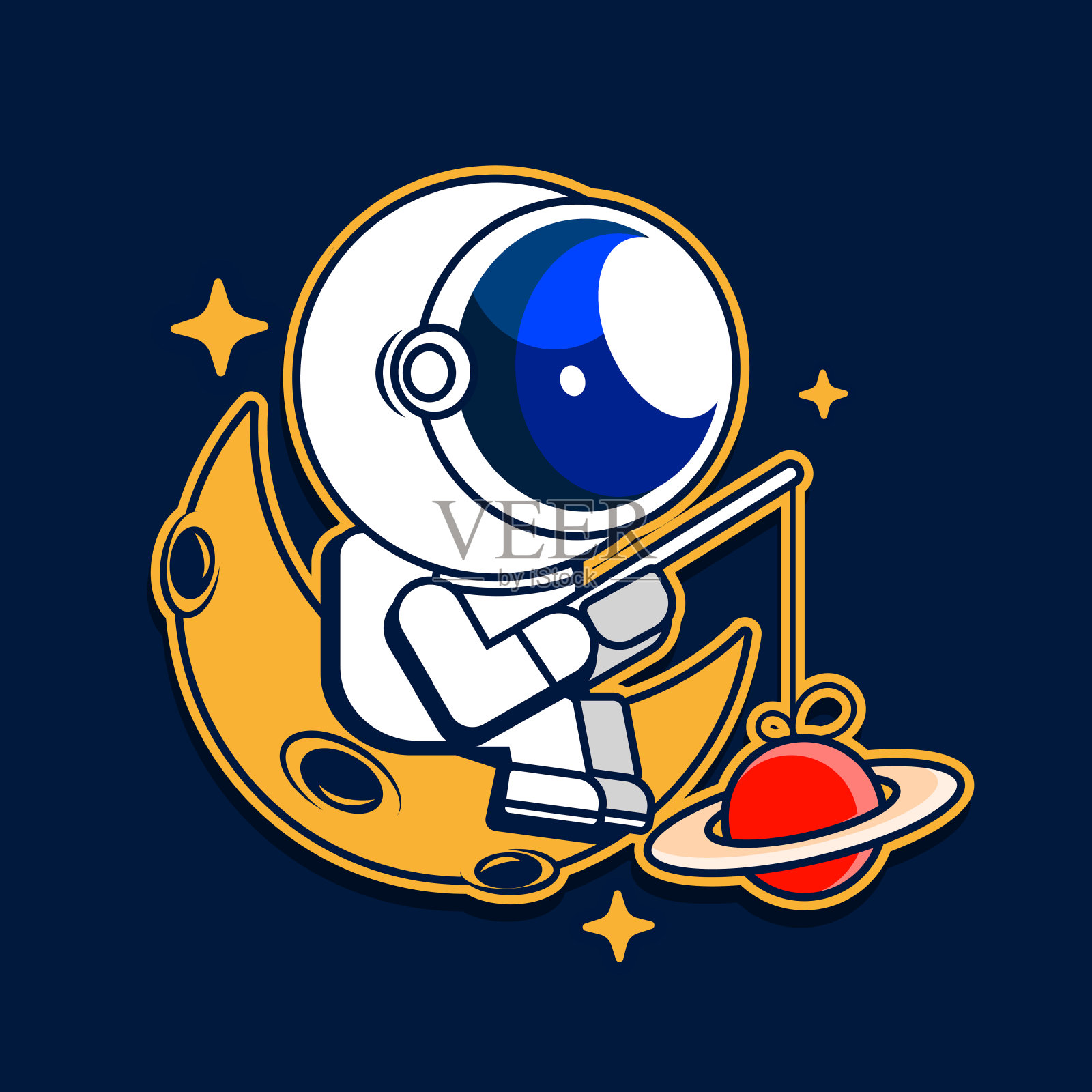 宇航员从太空的洞里爬出来。向量插画图片素材