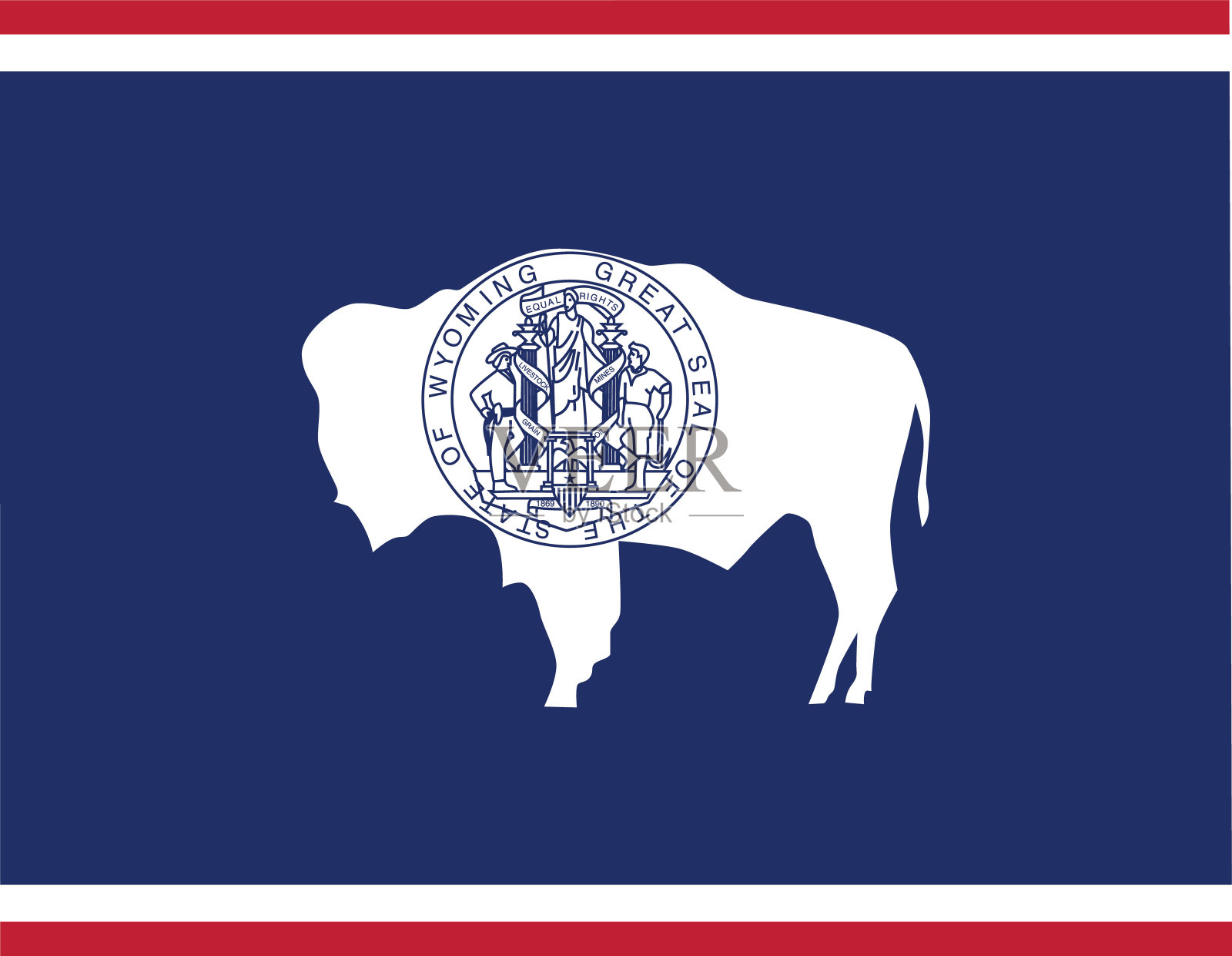 美国怀俄明州国旗地图插画图片素材