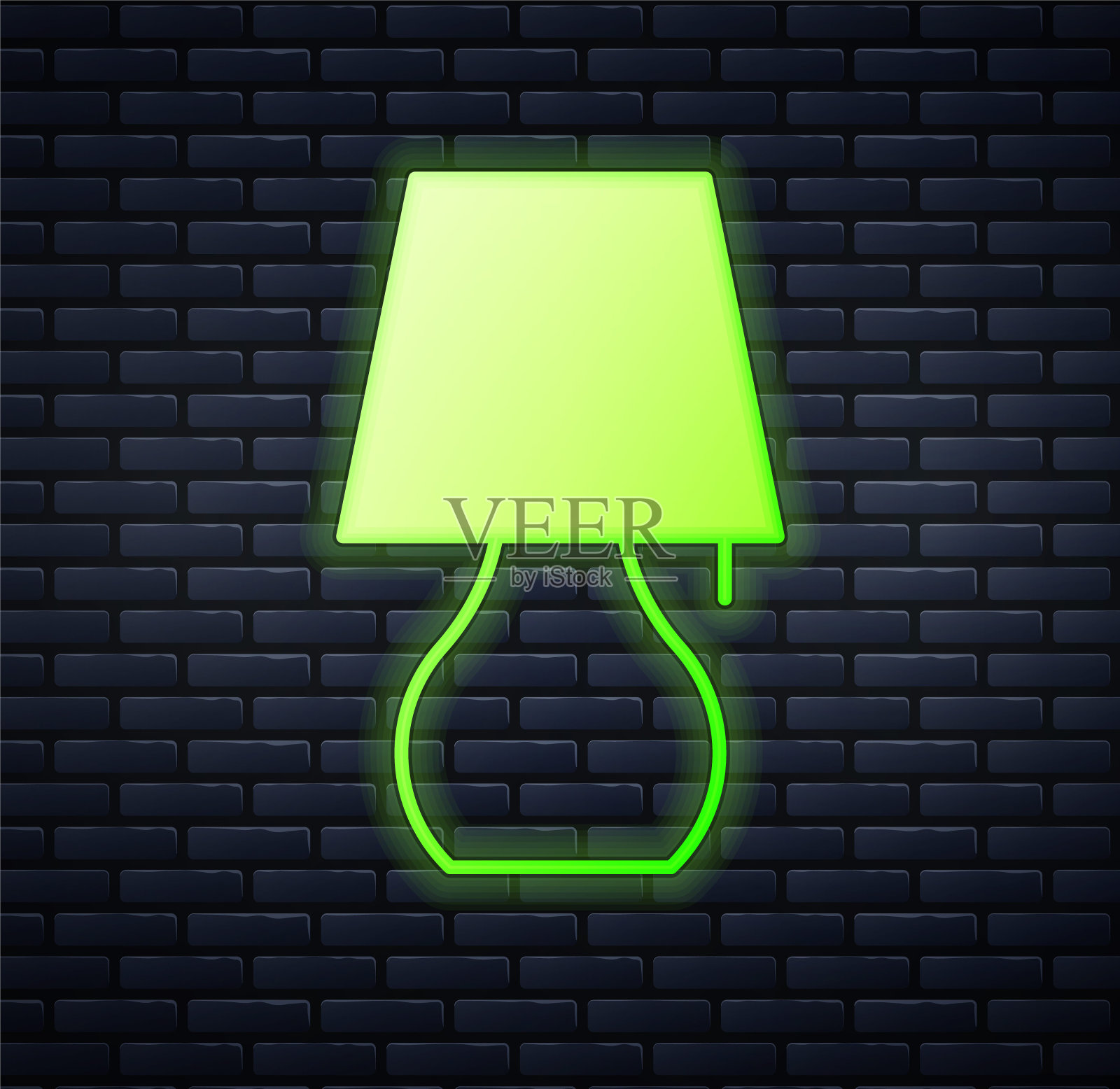 发光的氖灯图标孤立在砖墙背景上。夜灯。向量插画图片素材