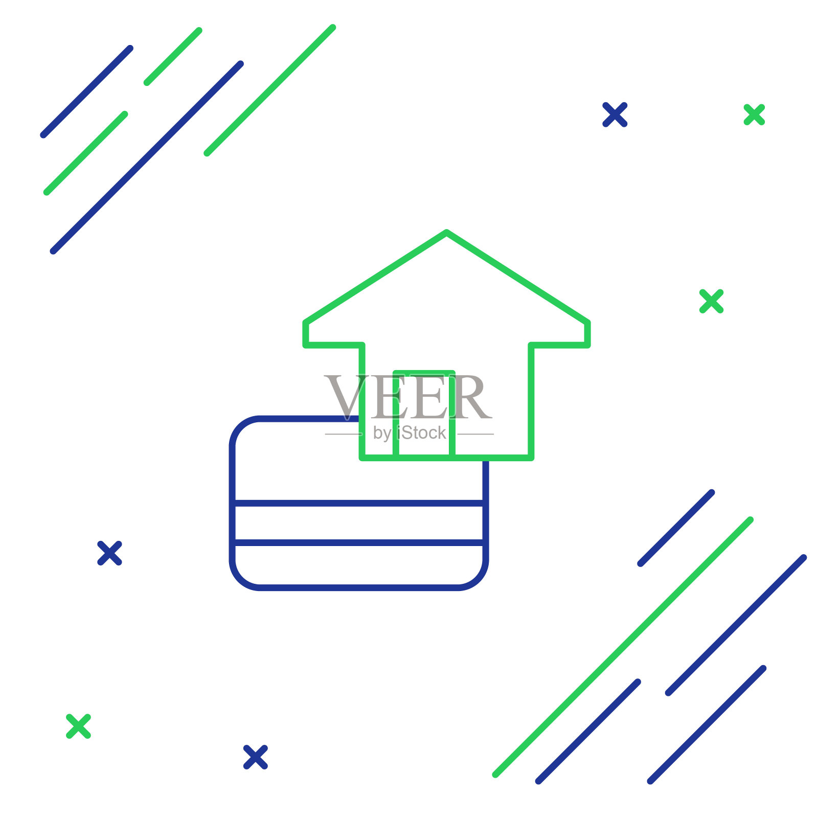 行信用卡图标孤立在白色背景上。在线支付。取现。金融业务。购物的迹象。色彩斑斓的轮廓的概念。向量图标素材