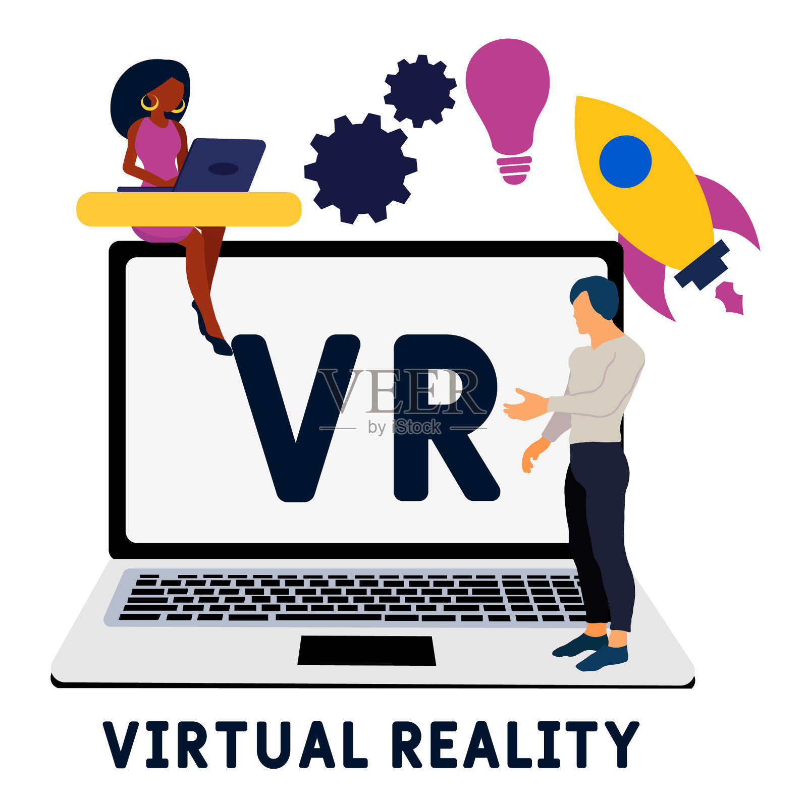 VR——虚拟现实的首字母缩写插画图片素材