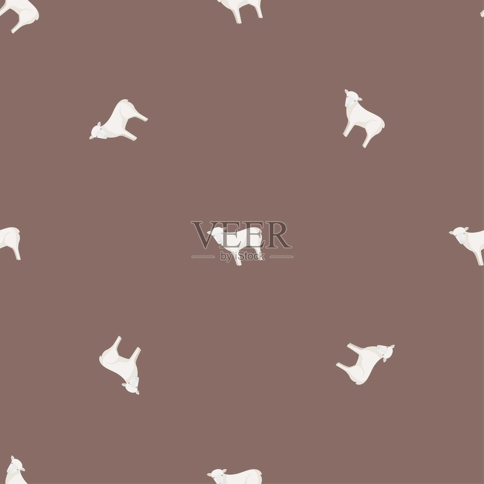 无缝绵羊图案。家畜在彩色的背景。矢量插图的纺织品。插画图片素材