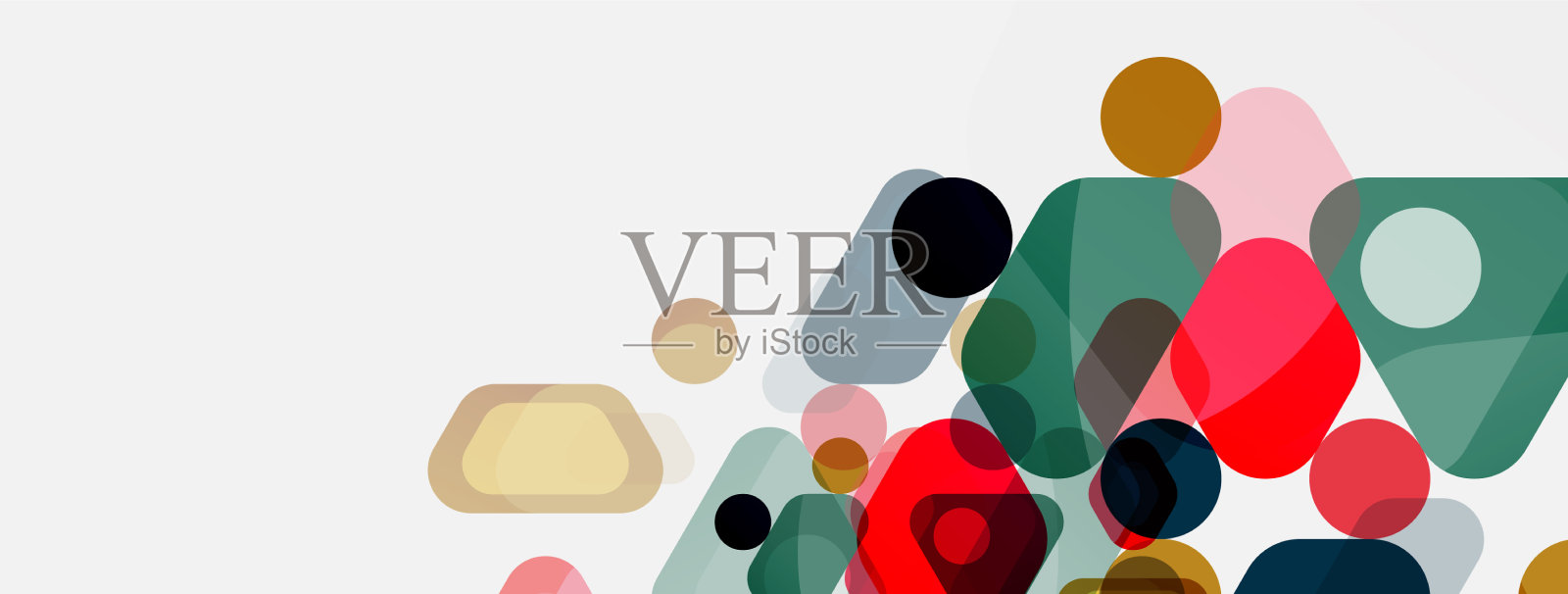 彩色气泡和圆形几何形状上插画图片素材