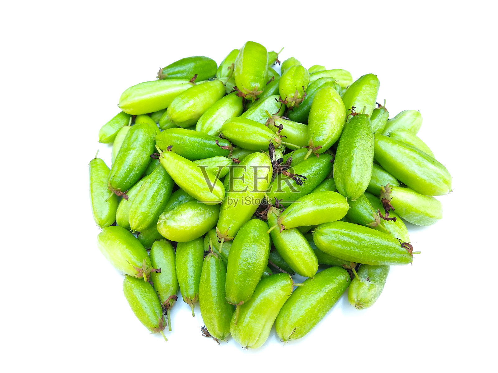 黄瓜树或酢浆草树果实孤立于白色背景，选择性聚焦照片摄影图片