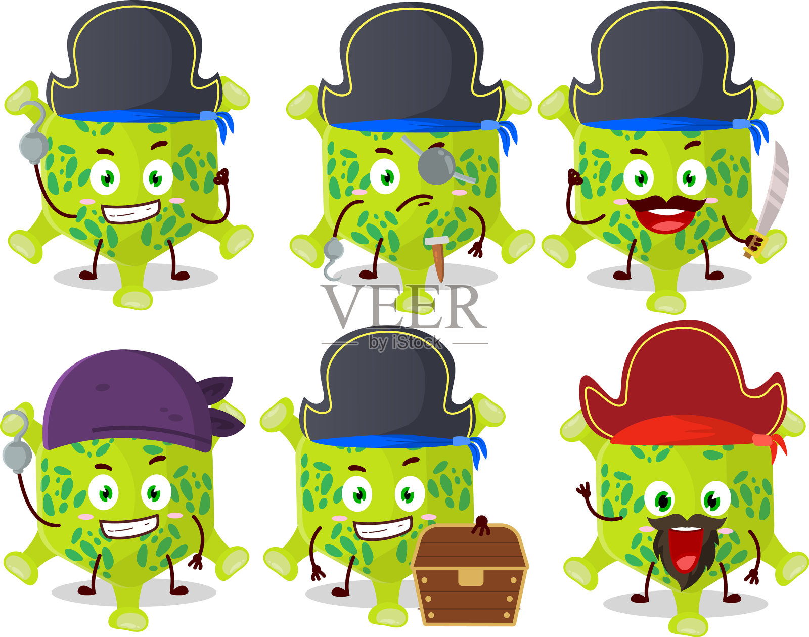 小病毒的卡通人物有多种设计元素图片