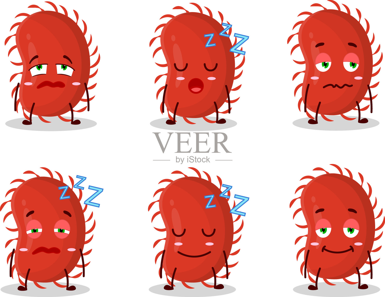 昏昏欲睡的小核糖核酸病毒科卡通人物插画图片素材