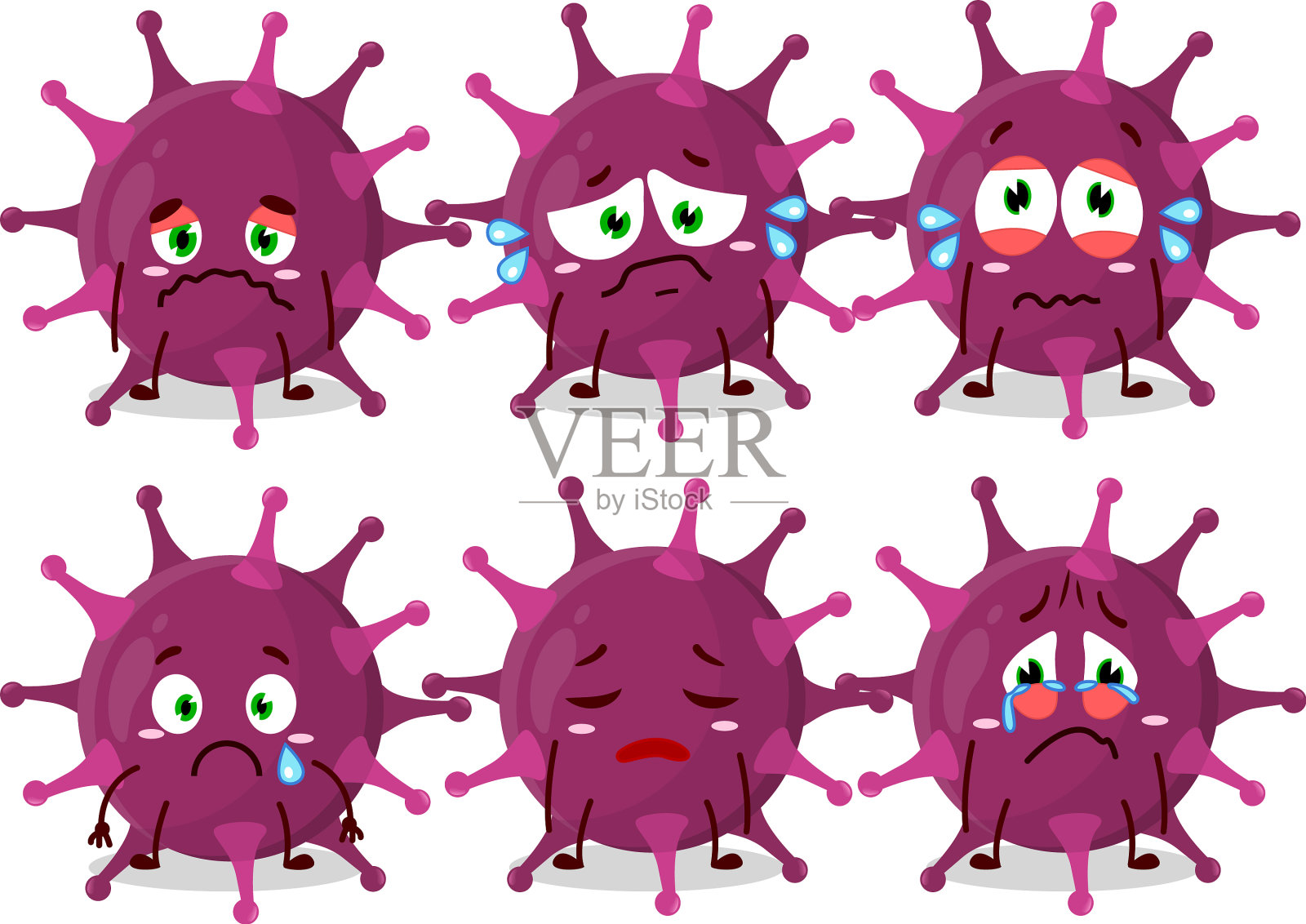 冠状病毒科卡通人物带着悲伤插画图片素材