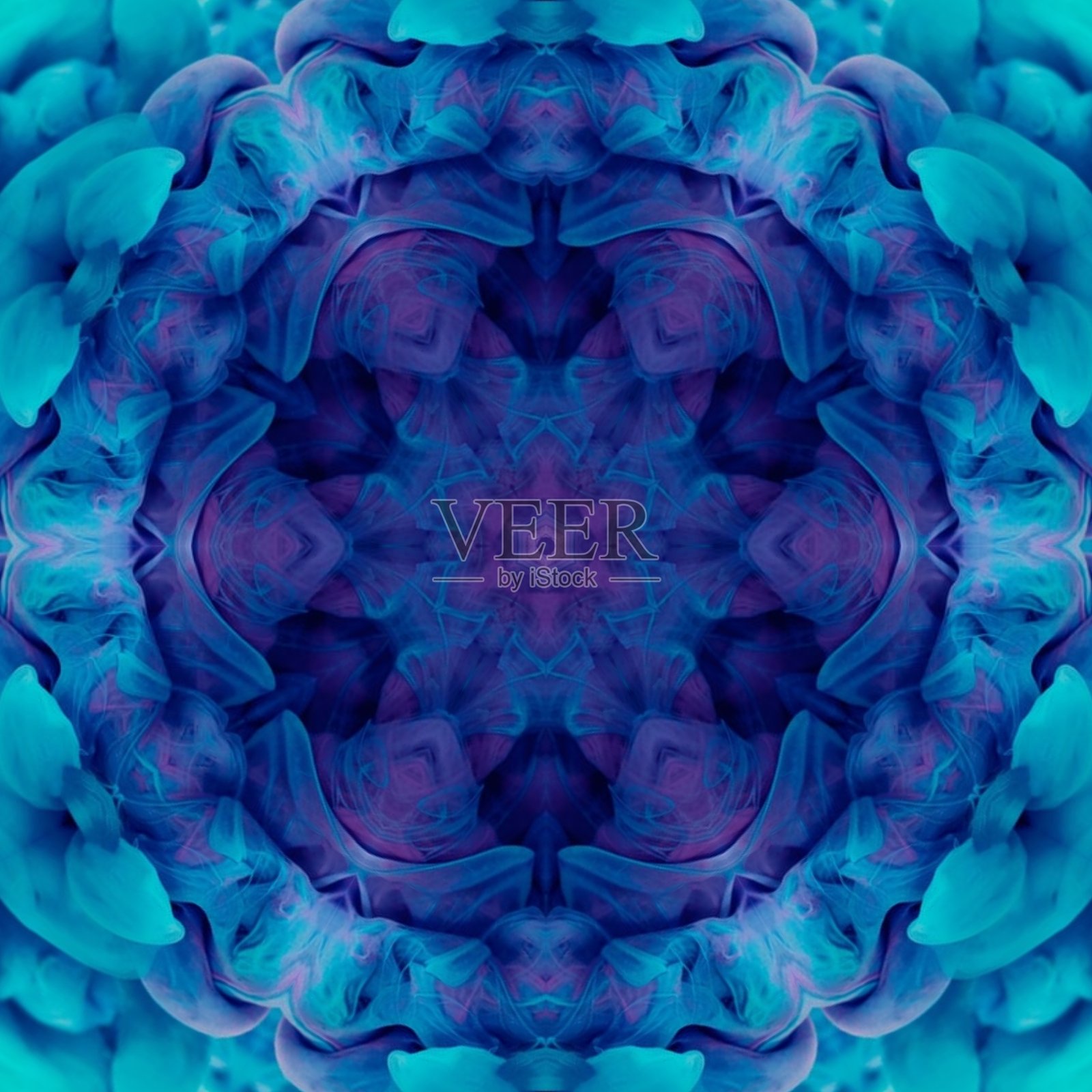 水蓝色，白色和紫色的曼荼罗设计背景的社交媒体模板照片摄影图片