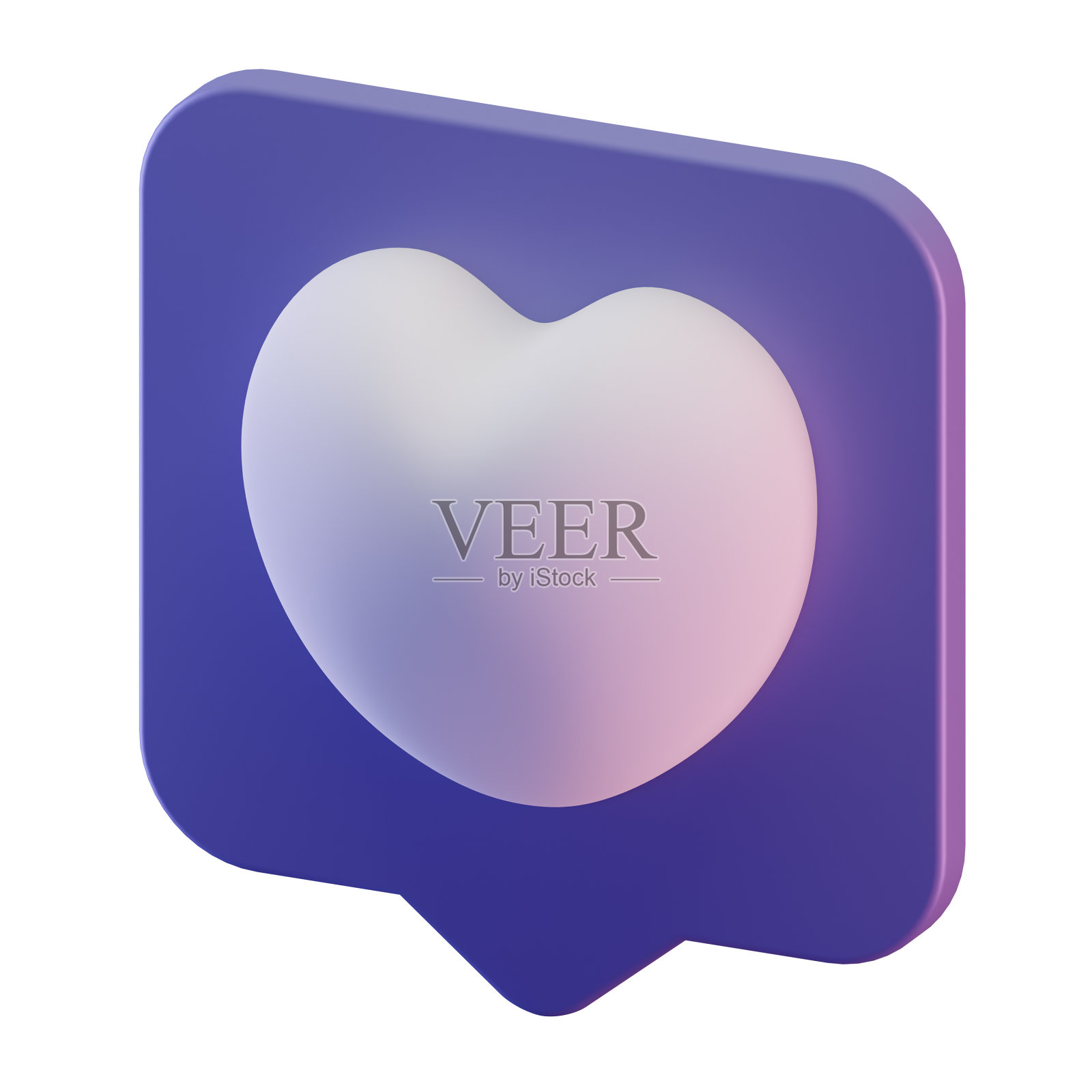 情人节心形形状在聊天框3D渲染插图插画图片素材