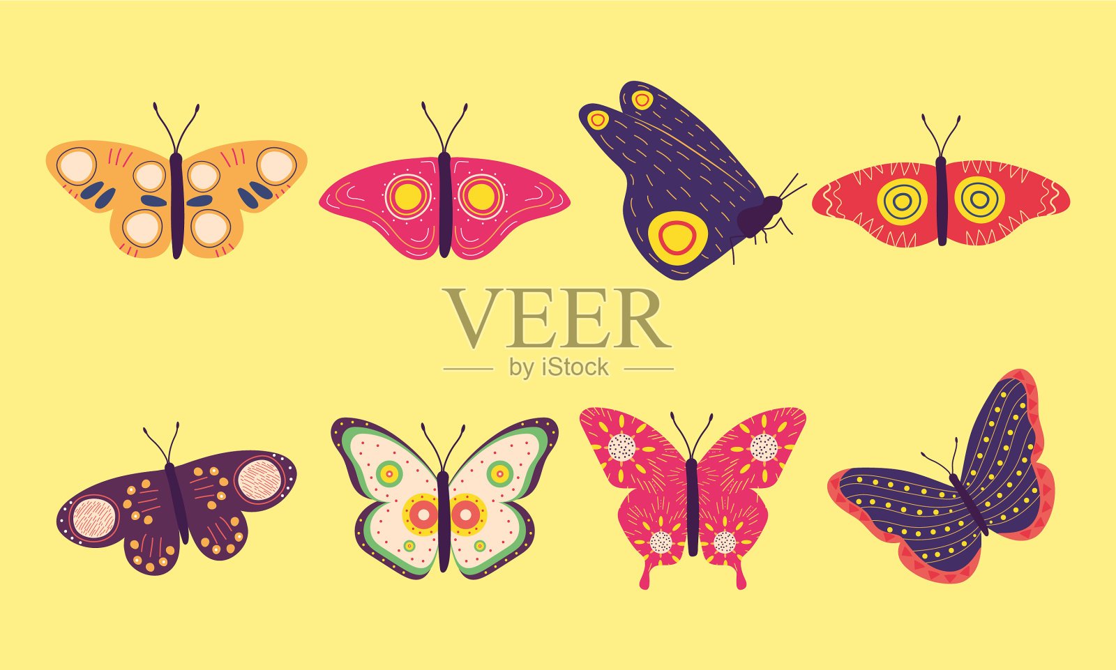 彩色蝴蝶图标集图标素材