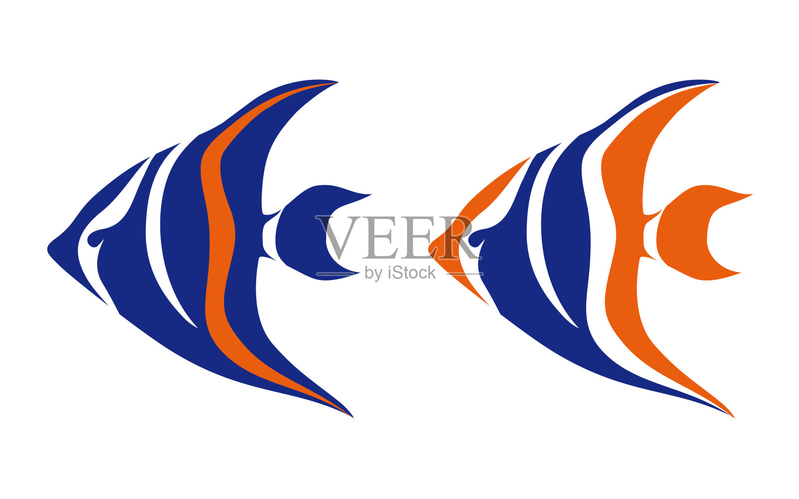 天使鱼，异国情调的鱼，图标插图孤立在白色背景上插画图片素材