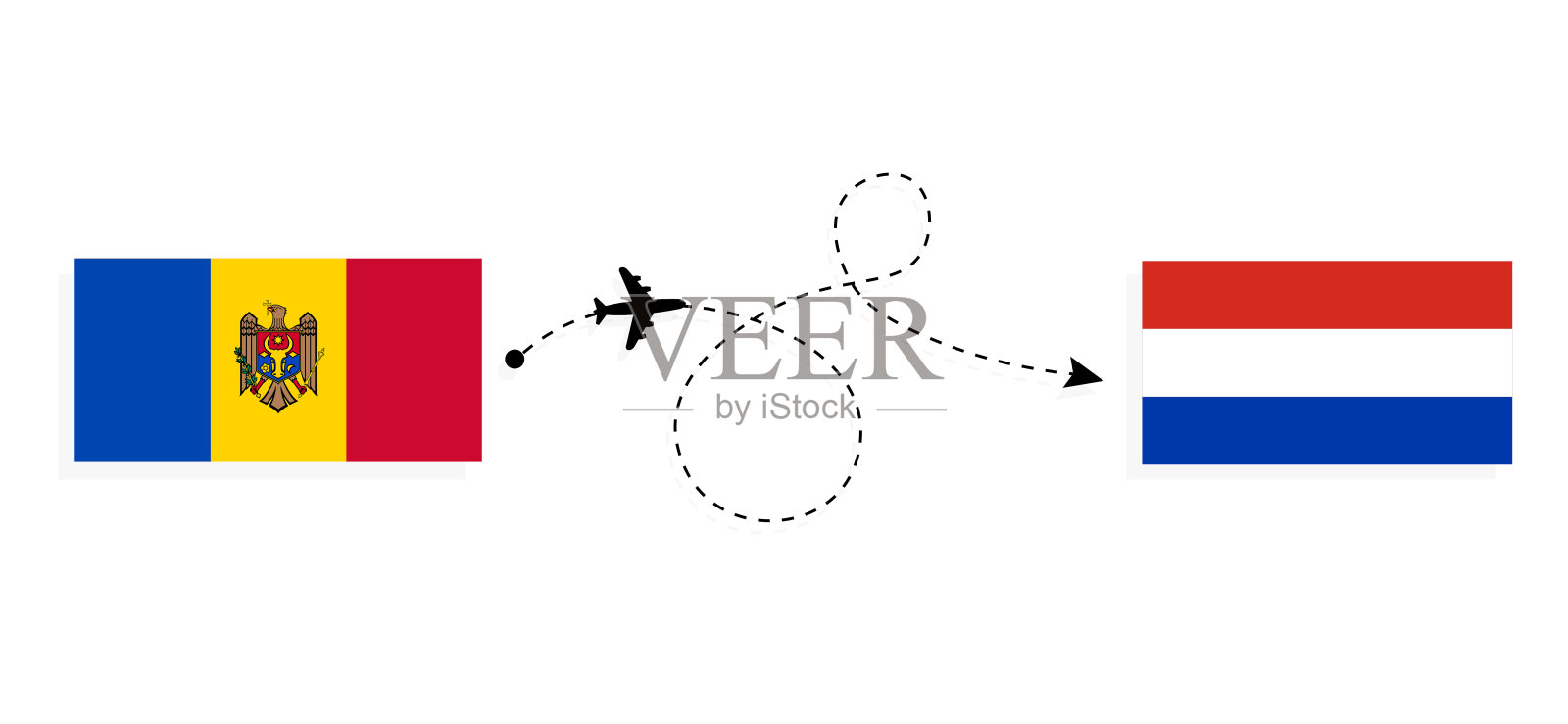 飞行和旅行从摩尔多瓦到巴拉圭的客机旅行概念插画图片素材