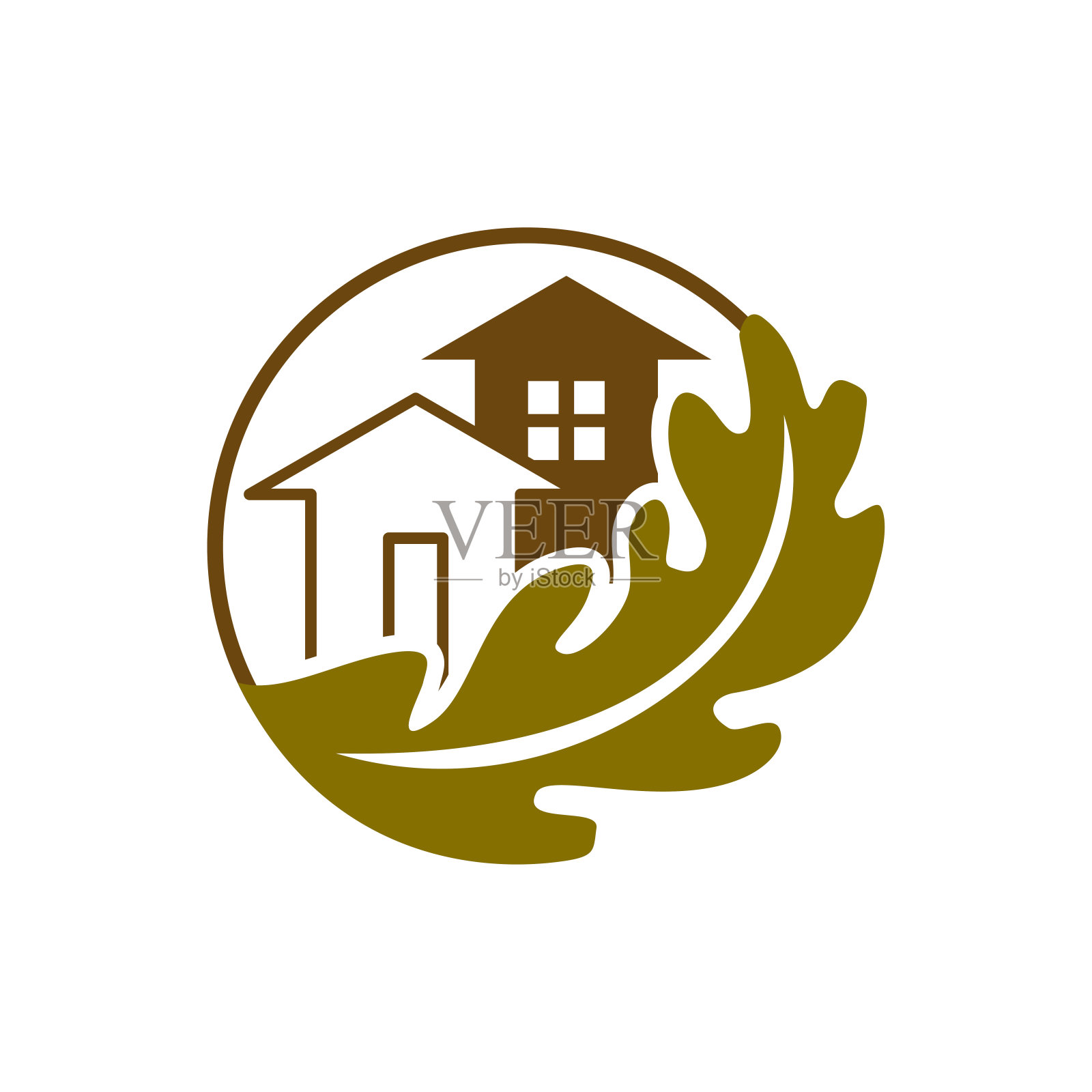 橡树叶家插图图标品牌身份插画图片素材