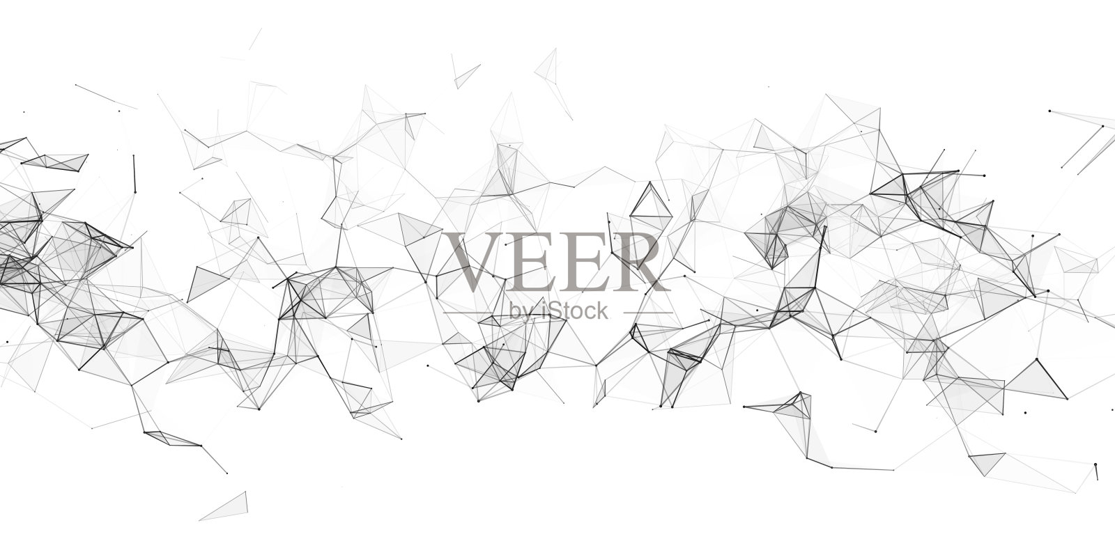 网络连接结构。高科技与未来的概念。沟通和网络概念。大数据可视化。插画图片素材