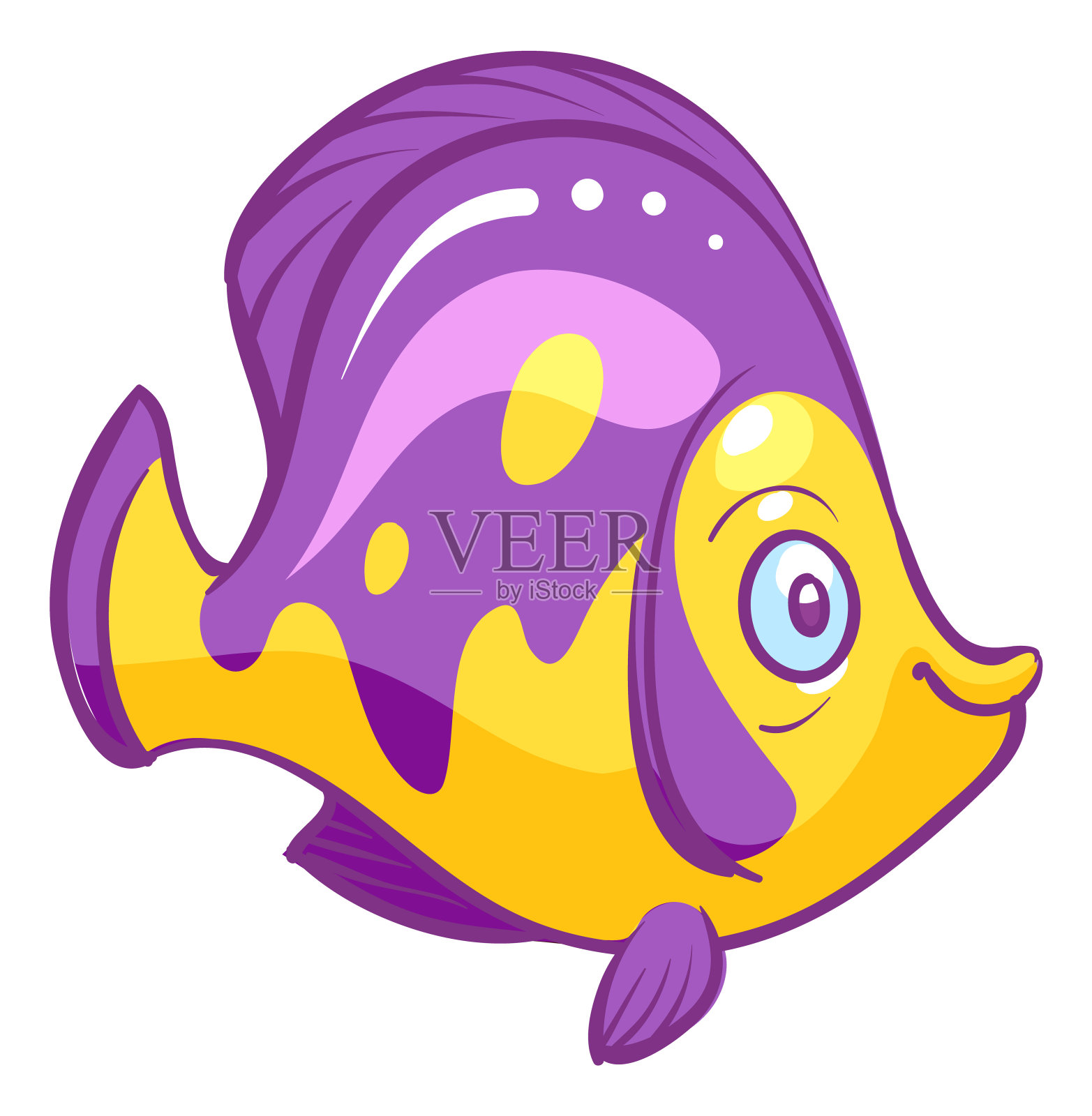 有趣的明亮的鱼。卡通吉祥物。奇异的海洋动物插画图片素材