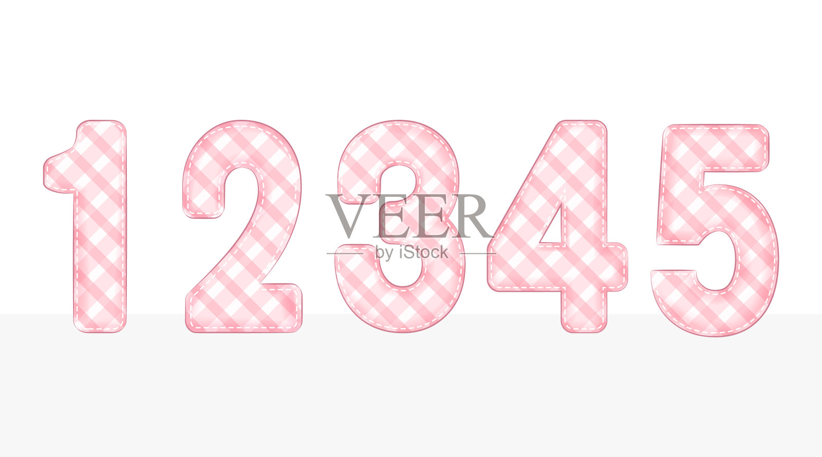 粉红色格子数1到5集插图插画图片素材