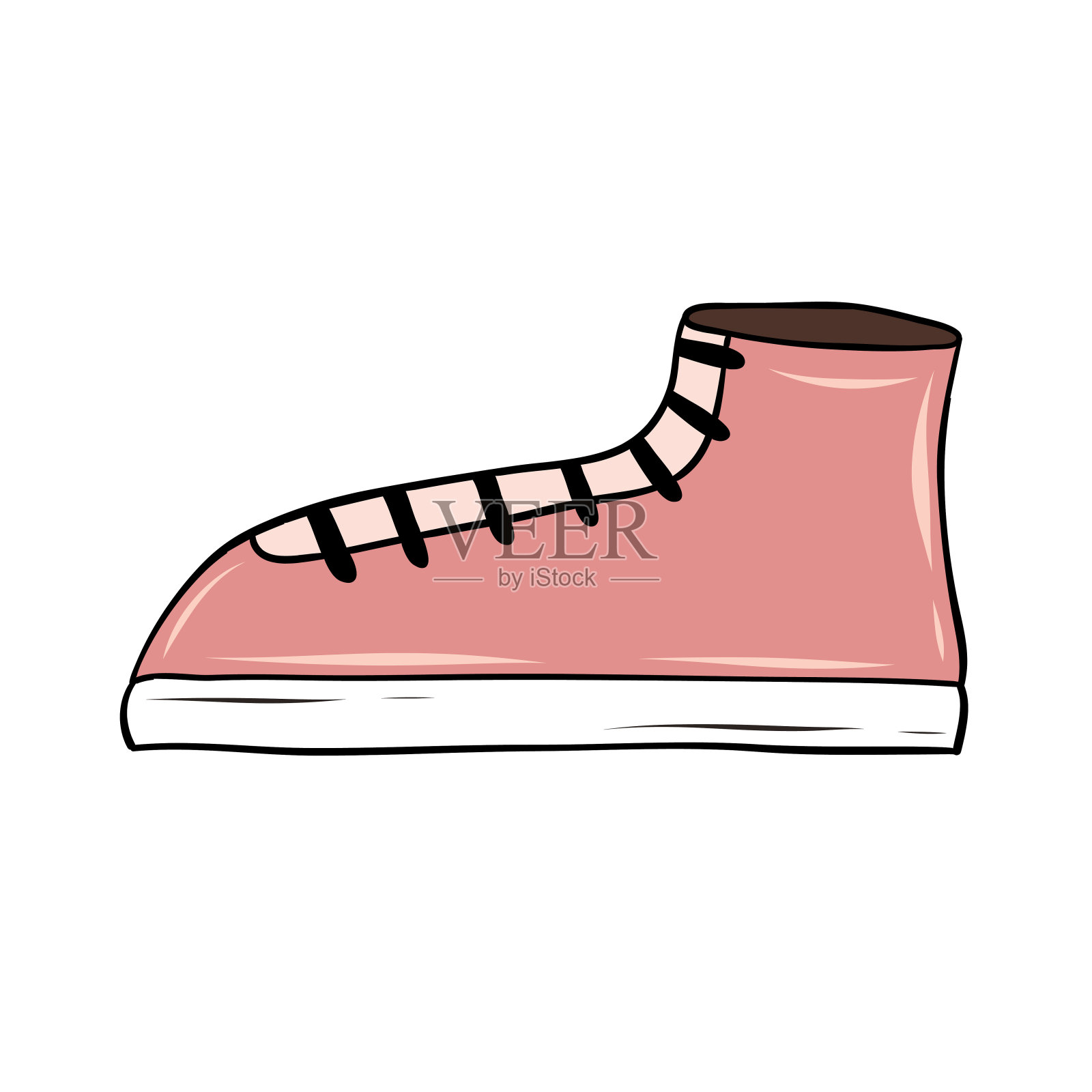 粉红色的运动鞋手绘时尚卡片设计设计元素图片