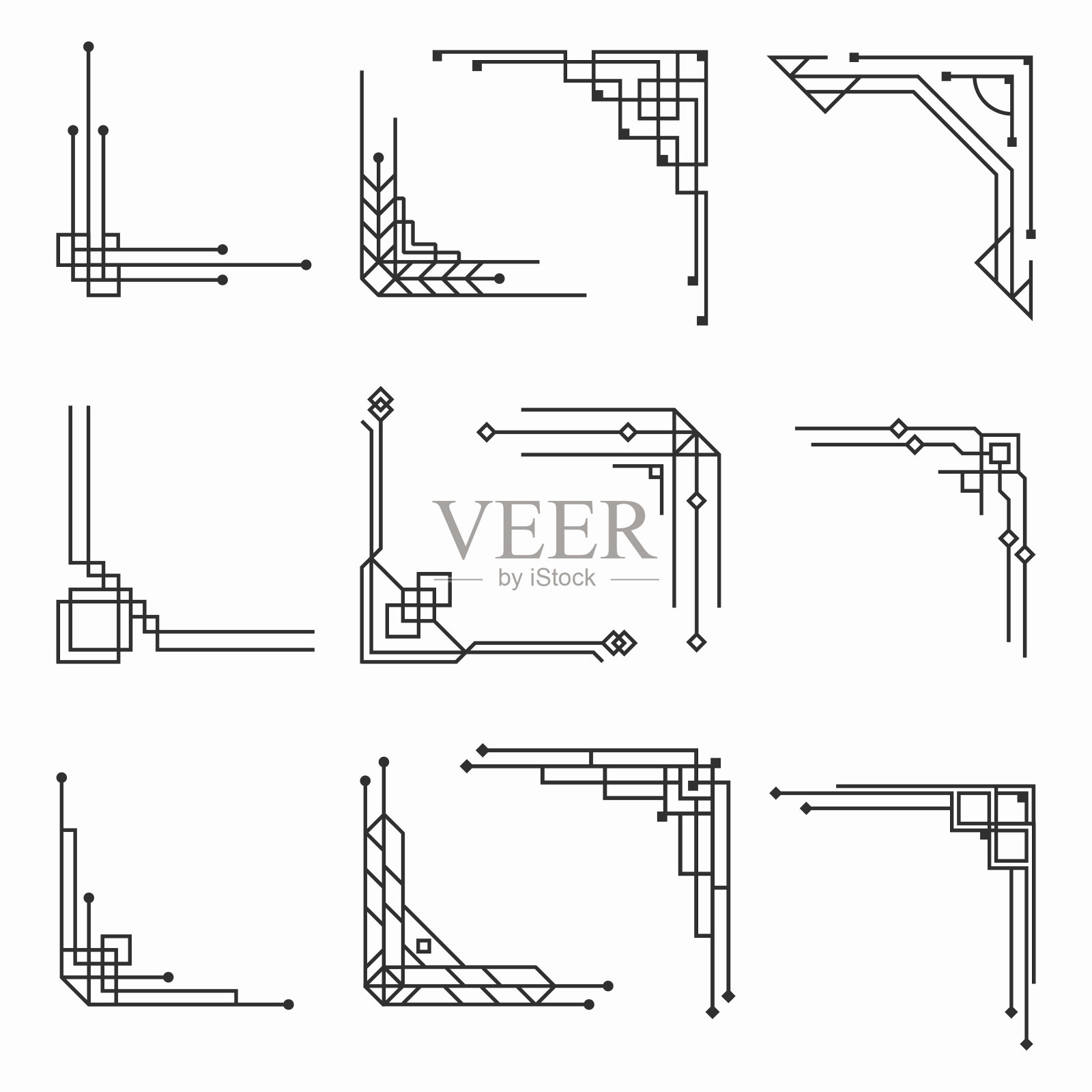 装饰艺术复古框架和边框装饰集。插画图片素材