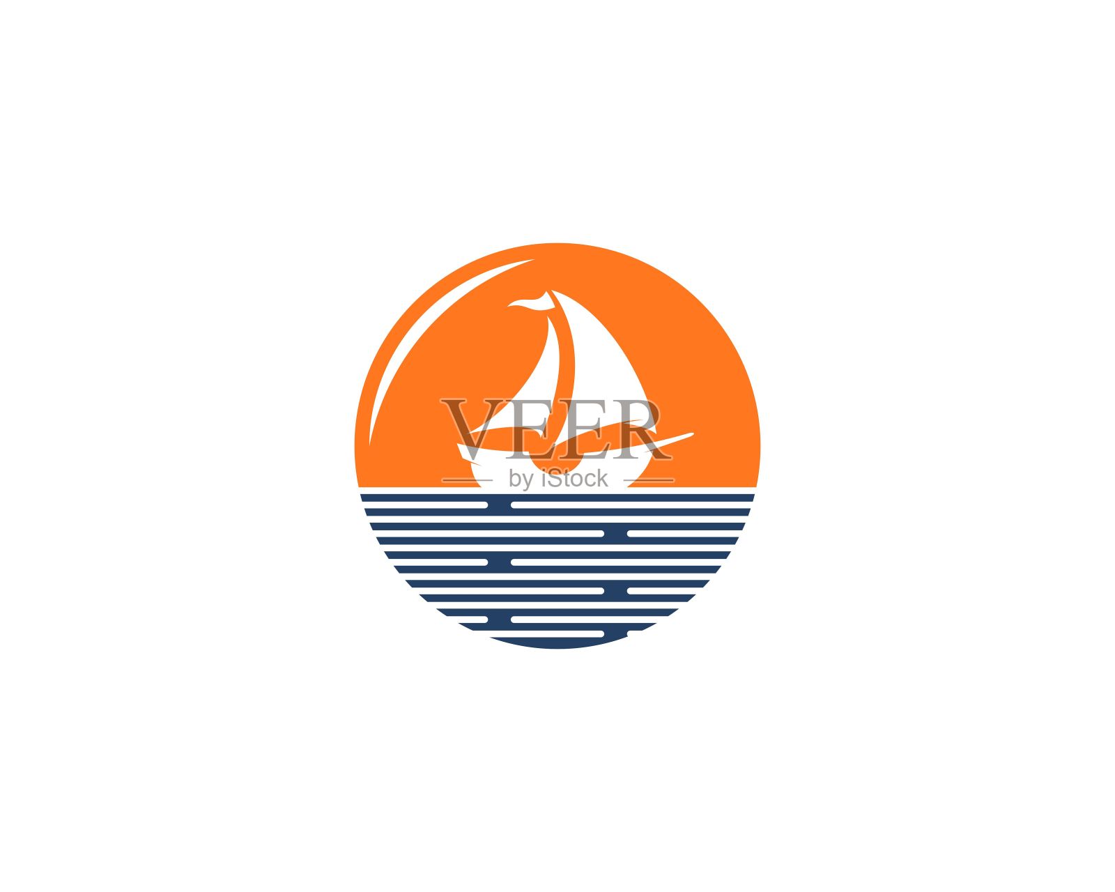 碧波上的帆船插画图片素材