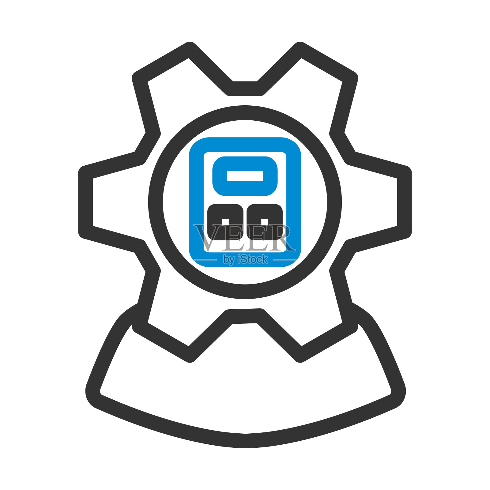 Gear Hed和计算器图标内的分析师插画图片素材