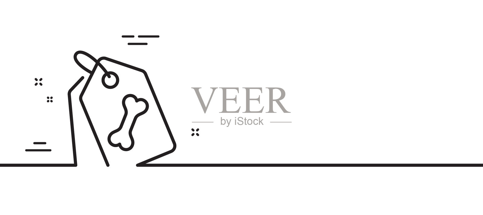 宠物标签线图标狗骨标志最小线设计元素图片