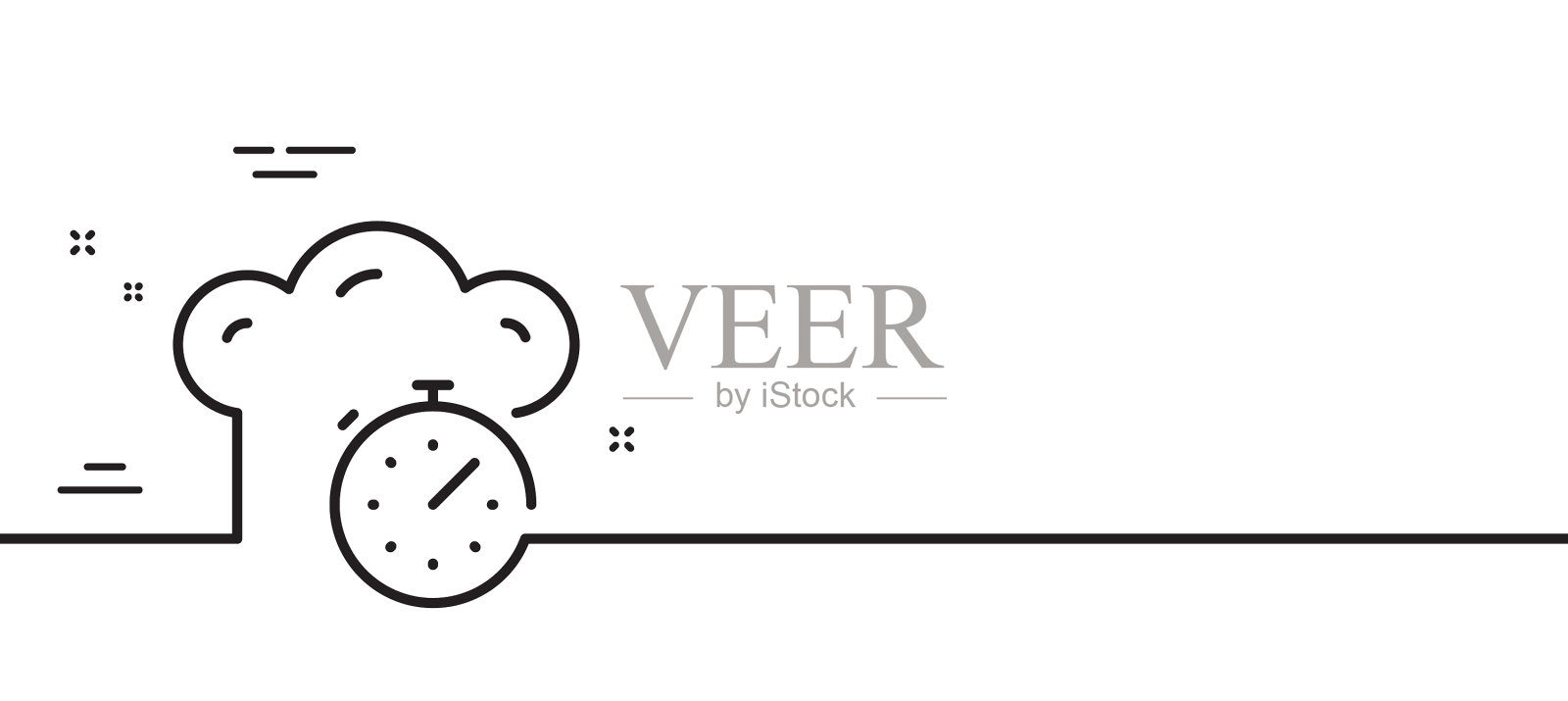 烹饪计时器线图标煎炸秒表标志设计元素图片