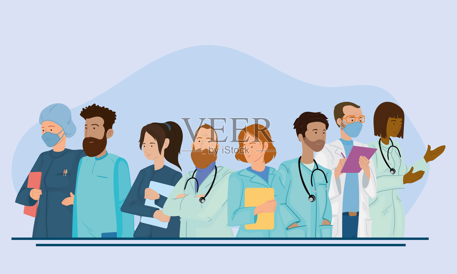 医生组卡插画图片素材