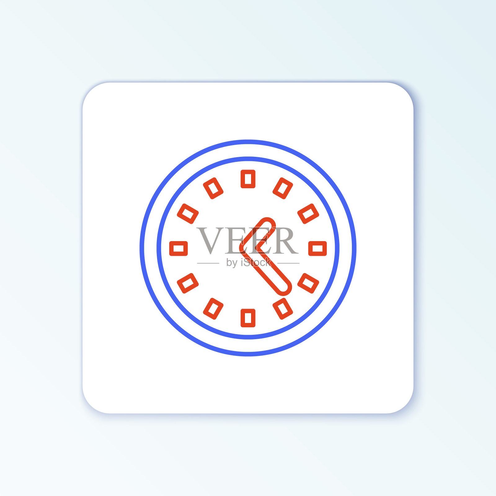 行时钟图标孤立在白色背景上。时间的象征。色彩斑斓的轮廓的概念。向量图标素材