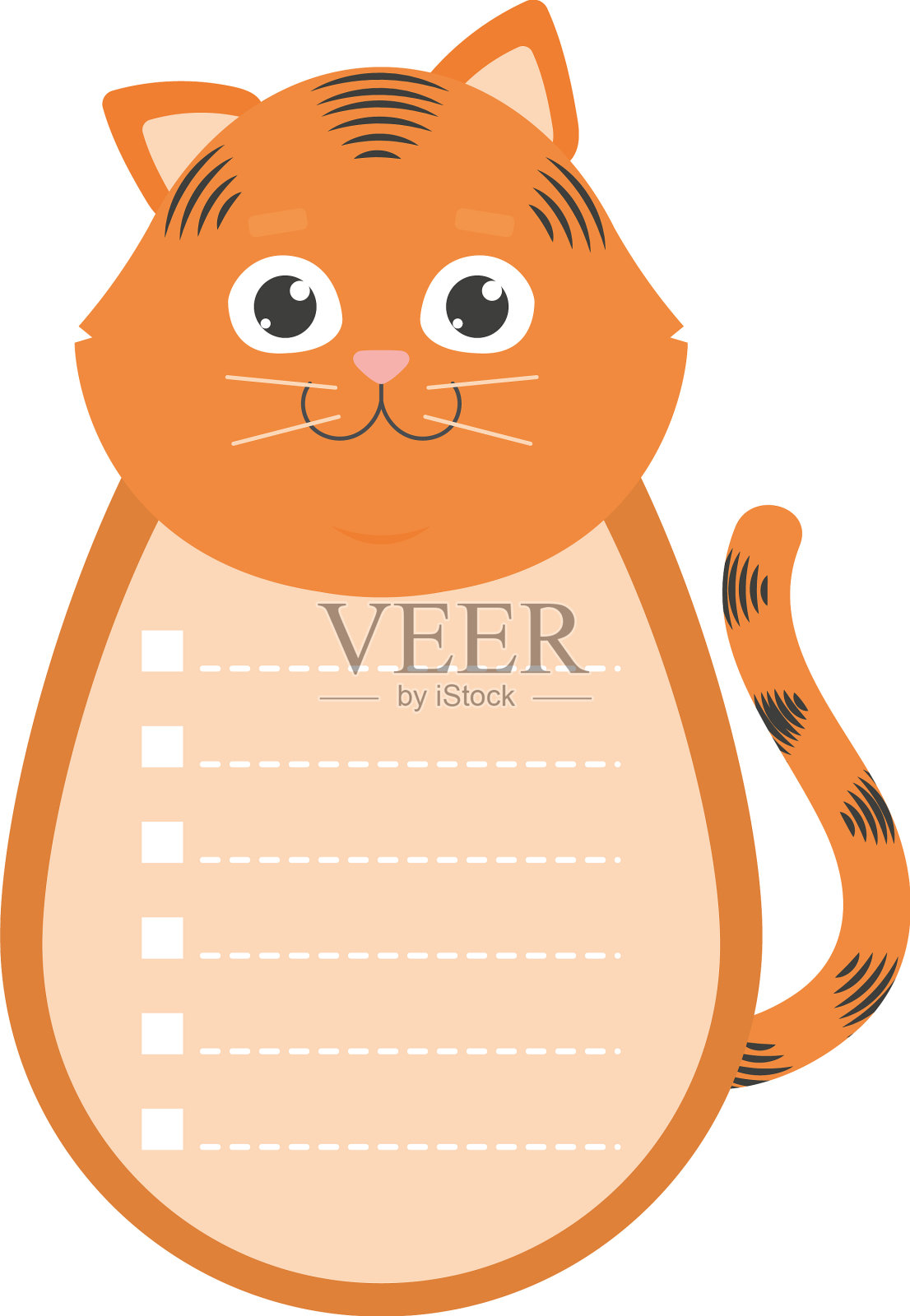 橙色的猫备忘录设计元素图片