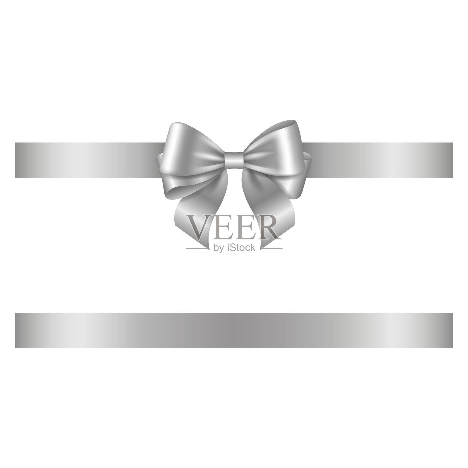 银色的蝴蝶结和丝带作为生日和圣诞节的装饰设计元素图片