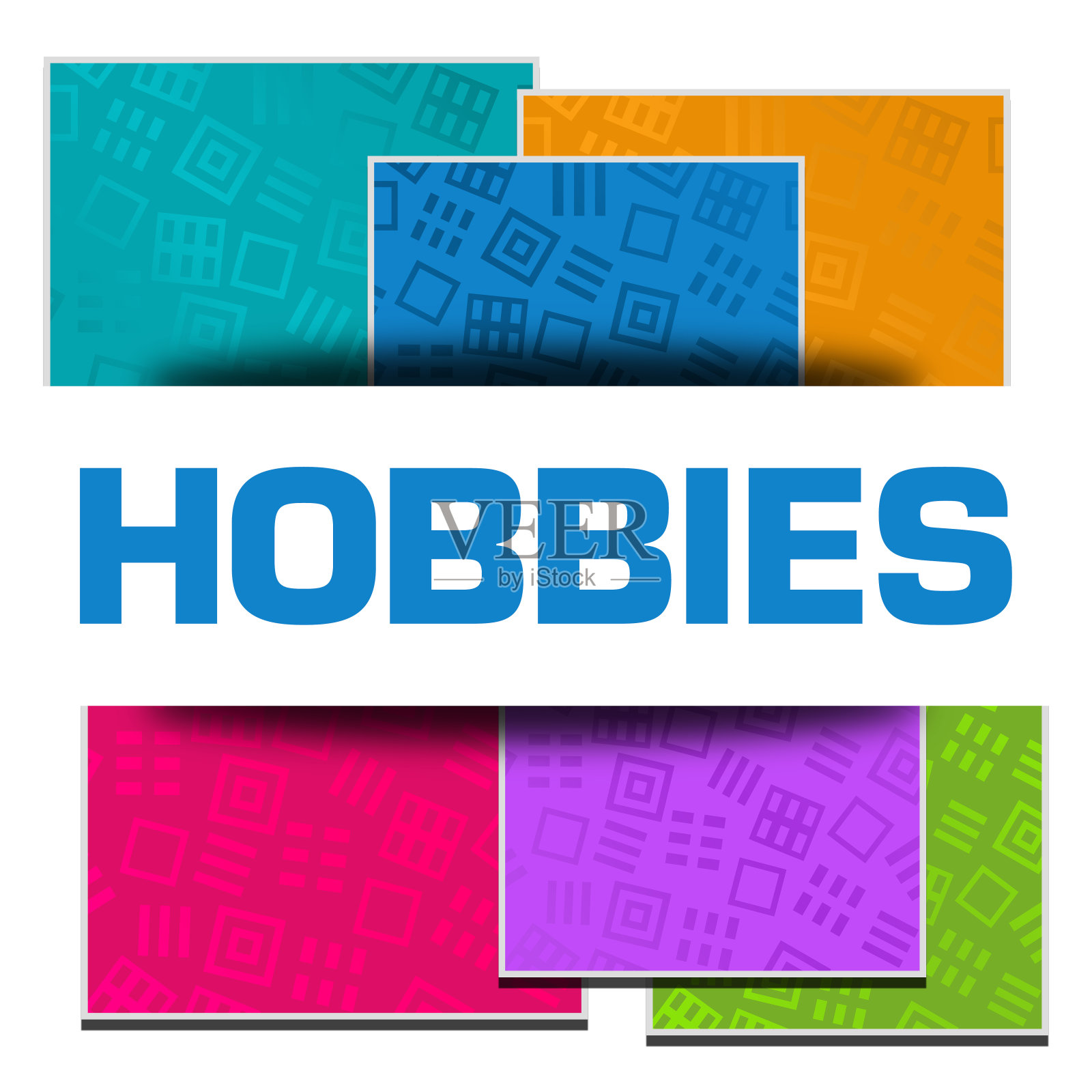 爱好彩色纹理块正方形文本插画图片素材