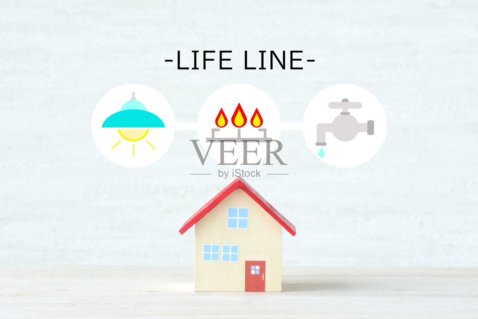 房子对象和生命线图标照片摄影图片