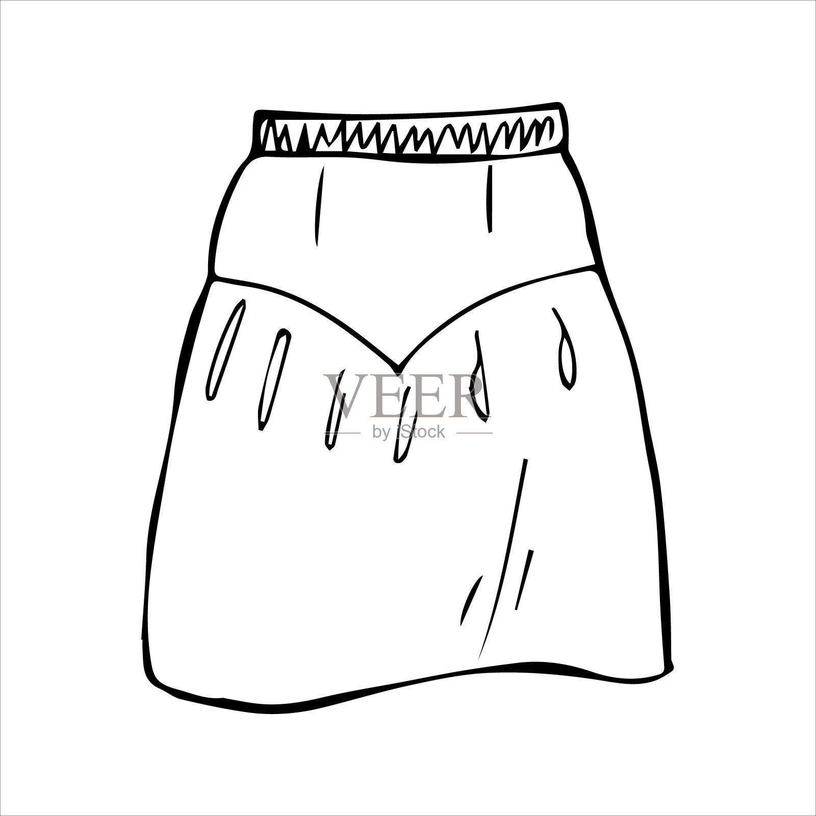 女裙手绘涂鸦风格插画图片素材